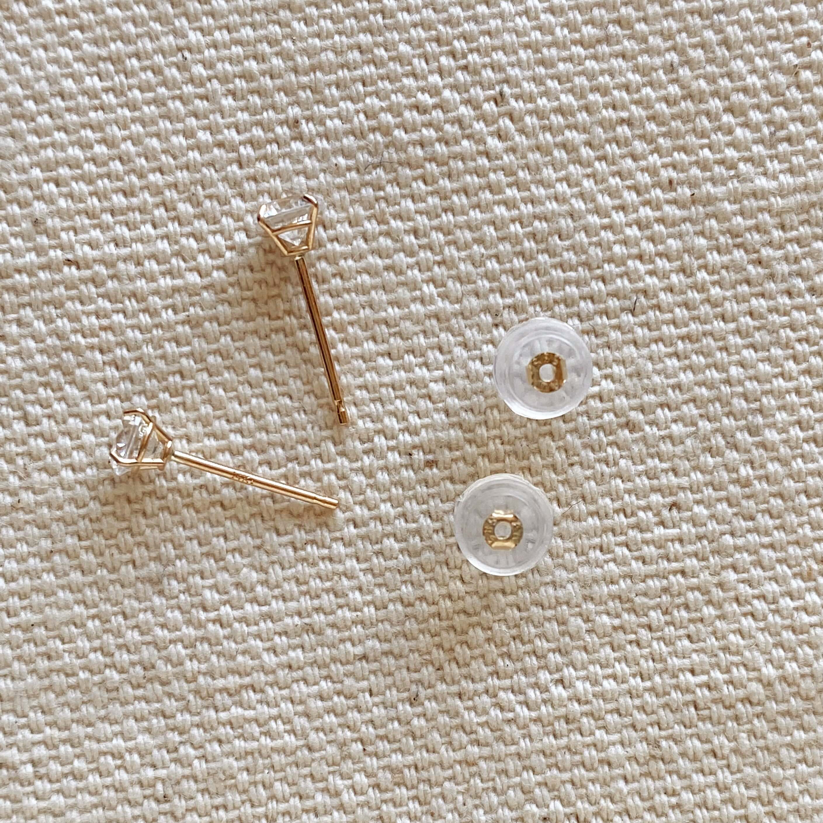 14K Solid Gold Round 4mm Cubic Zirconia Stud Earrings for Women - Hypoallergenic Luxury Jewelry Gift for Brides, Anniversary & Everyday Wear