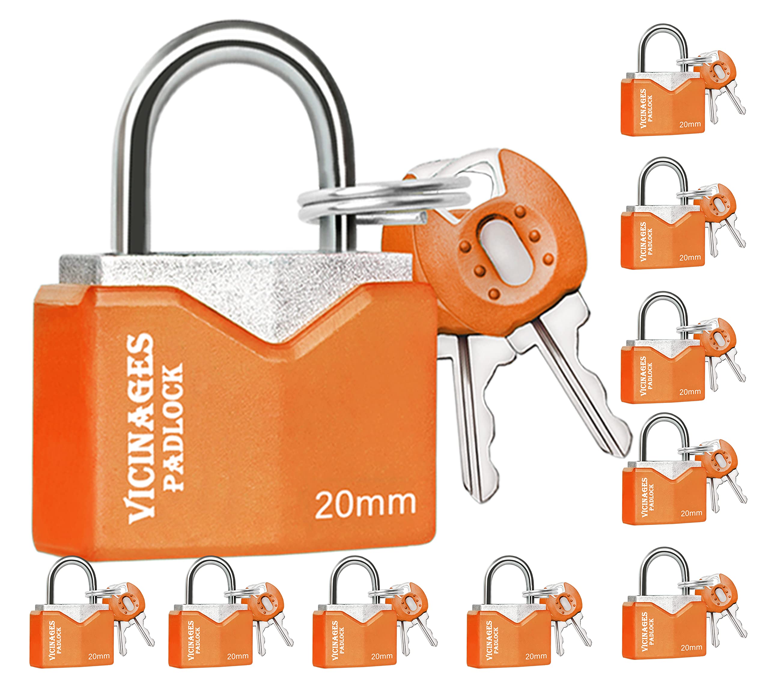 10-Pack Small Metal Suitcase Locks with Keys - Durable Luggage Padlocks for Travel, Gym, School & Classroom - Secure Backpacks, Lockers & Storage Cases