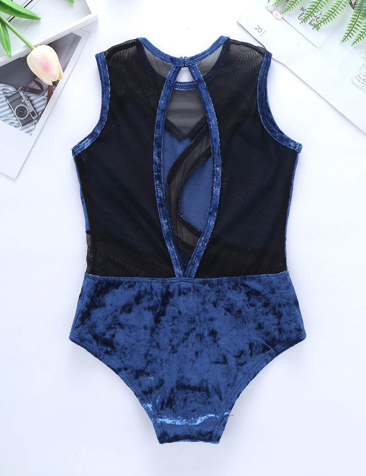 Girls Ballet Leotard - Mesh & Velvet Dance Bodysuit for Gymnastics, Ballet & Ballroom - Perfect for Dance Classes, Performances & Competitions