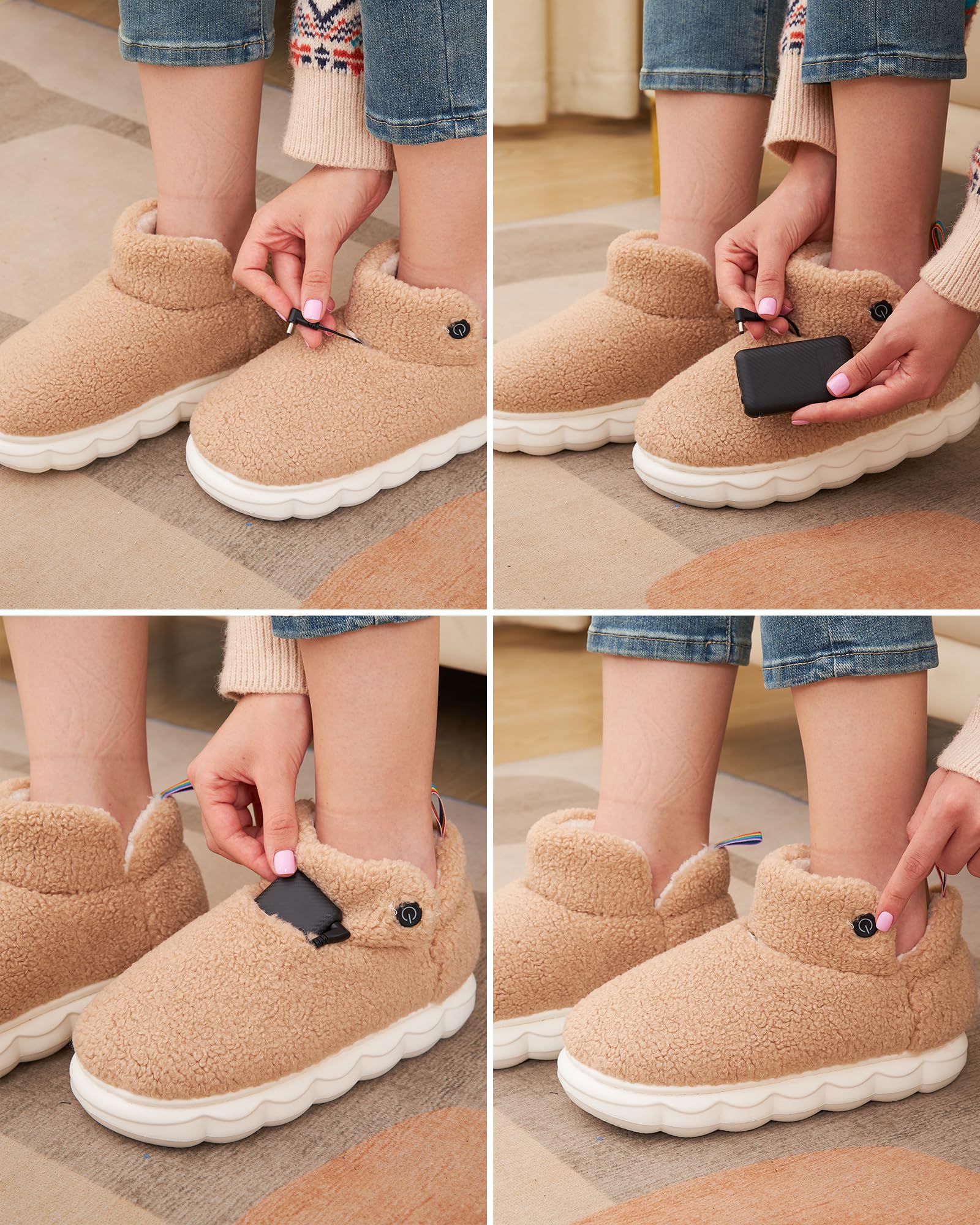 Lilia Electric Heated Slippers for Women - Rechargeable Battery-Powered Indoor Heating Shoes with 5V USB, Cozy Foot Warmer for Winter - Perfect for Home, Office & Cold Weather Comfort