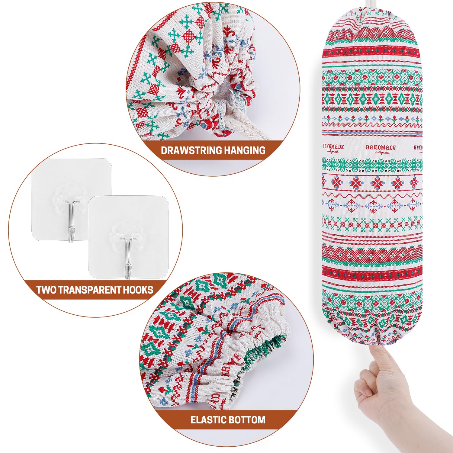 SWISSELITE 2-Pack Reusable Plastic Bag Holder & Organizer - Wall Mount Grocery Bag Storage Dispenser (22x9 Inch) - Perfect for Kitchen, Pantry, Laundry Room & Garage Organization