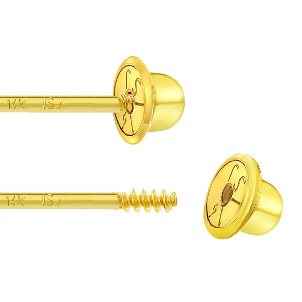 14K Yellow Gold Tiny 5mm Open Heart Screw Back Earrings for Girls & Toddlers - Classic Safety Locking Stud Earrings - Perfect for Birthdays, First Communion & Special Occasions
