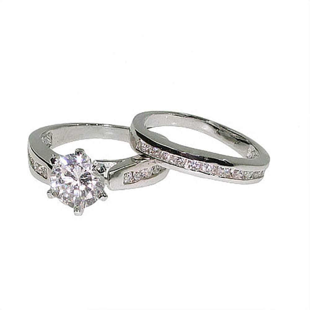 EVE'S ADDICTION Cubic Zirconia Wedding Ring Set - CZ Channel Set Engagement Ring for Women - Elegant Gift for Mom, Wife, or Bride - Perfect for Anniversaries, Proposals & Special Occasions