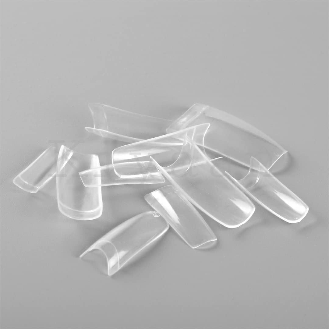 PRO ROOP Clear False Nails Tips - 10 Sizes 100pcs Poly Gel Acrylic Nail Extension Forms, UV DIY Manicure Kit with Dual Forms System - Perfect for French Tip, Full Cover Artificial Nails & Salon Quality At-Home Nail Art