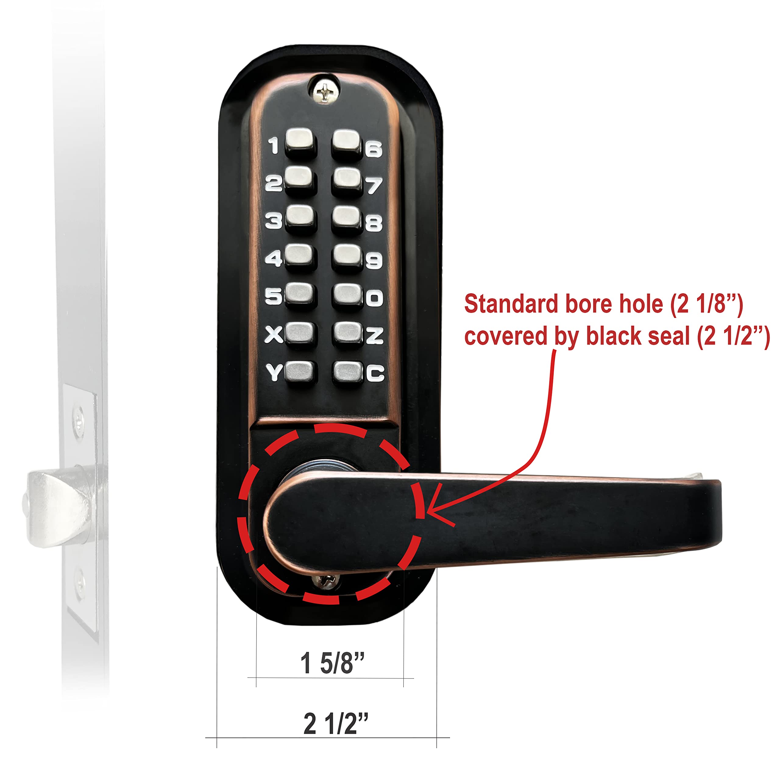 JOUNJIP Double-Sided Keyless Entry Door Lock - Mechanical Combination Lever Handle with Square Spindle for Easy Installation (Oil-Rubbed Bronze, 2024 Upgrade) - Perfect for Home, Office & Commercial Security