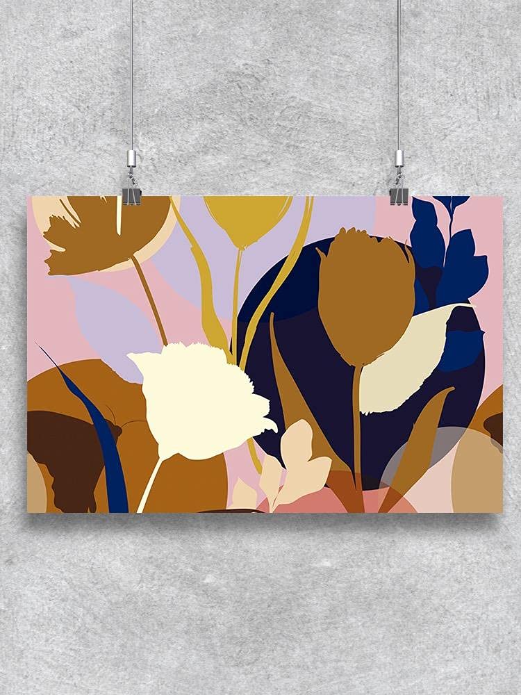 Abstract Flowers Silhouettes Wall Art Poster - Modern Botanical Print for Home Decor, Office & Living Room