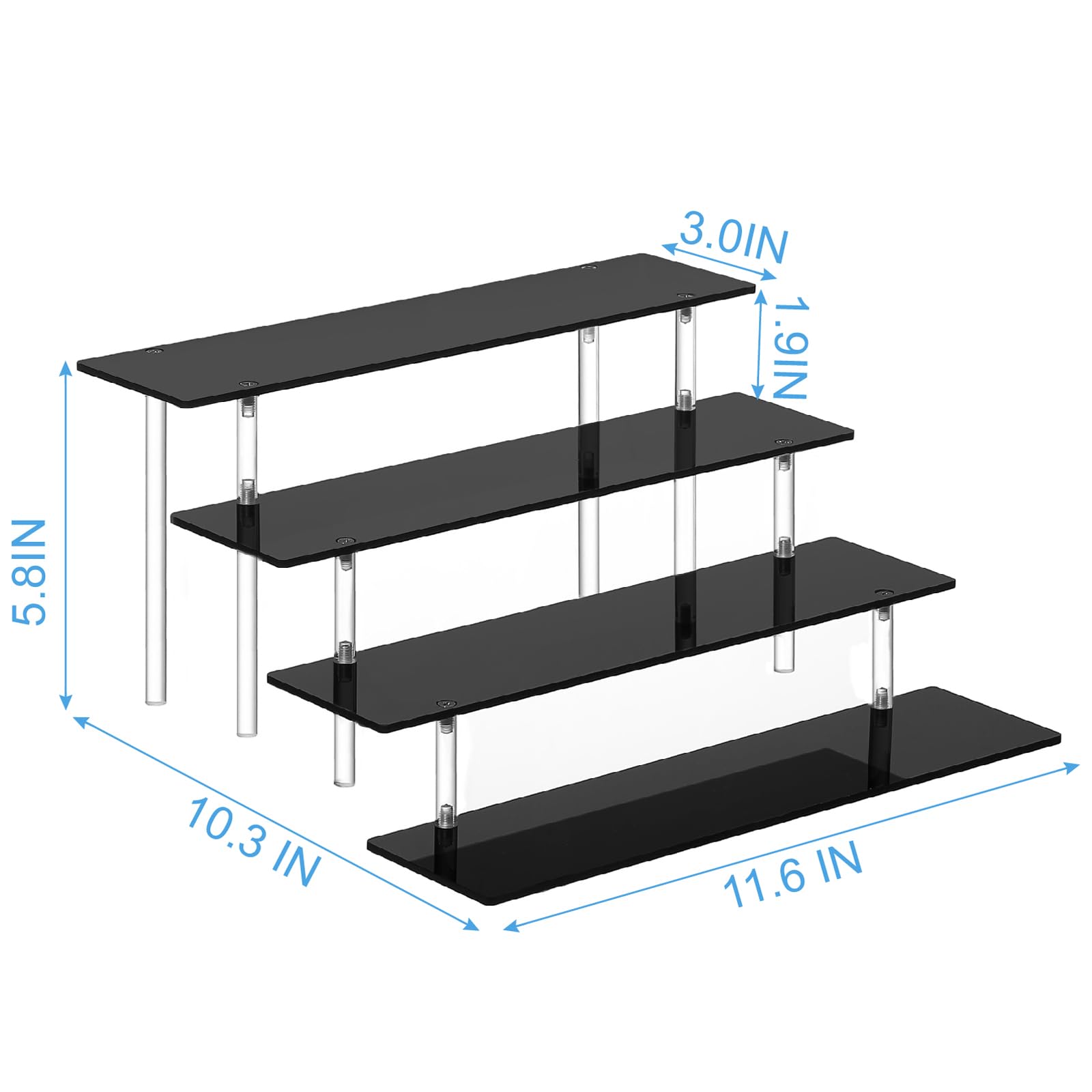 4 Tier Acrylic Perfume Organizer Stand - Black Display Riser for Perfumes, Funko POP Figures, Cupcakes & Desserts | Perfect for Party Decor, Bathroom Storage & Retail Showcase