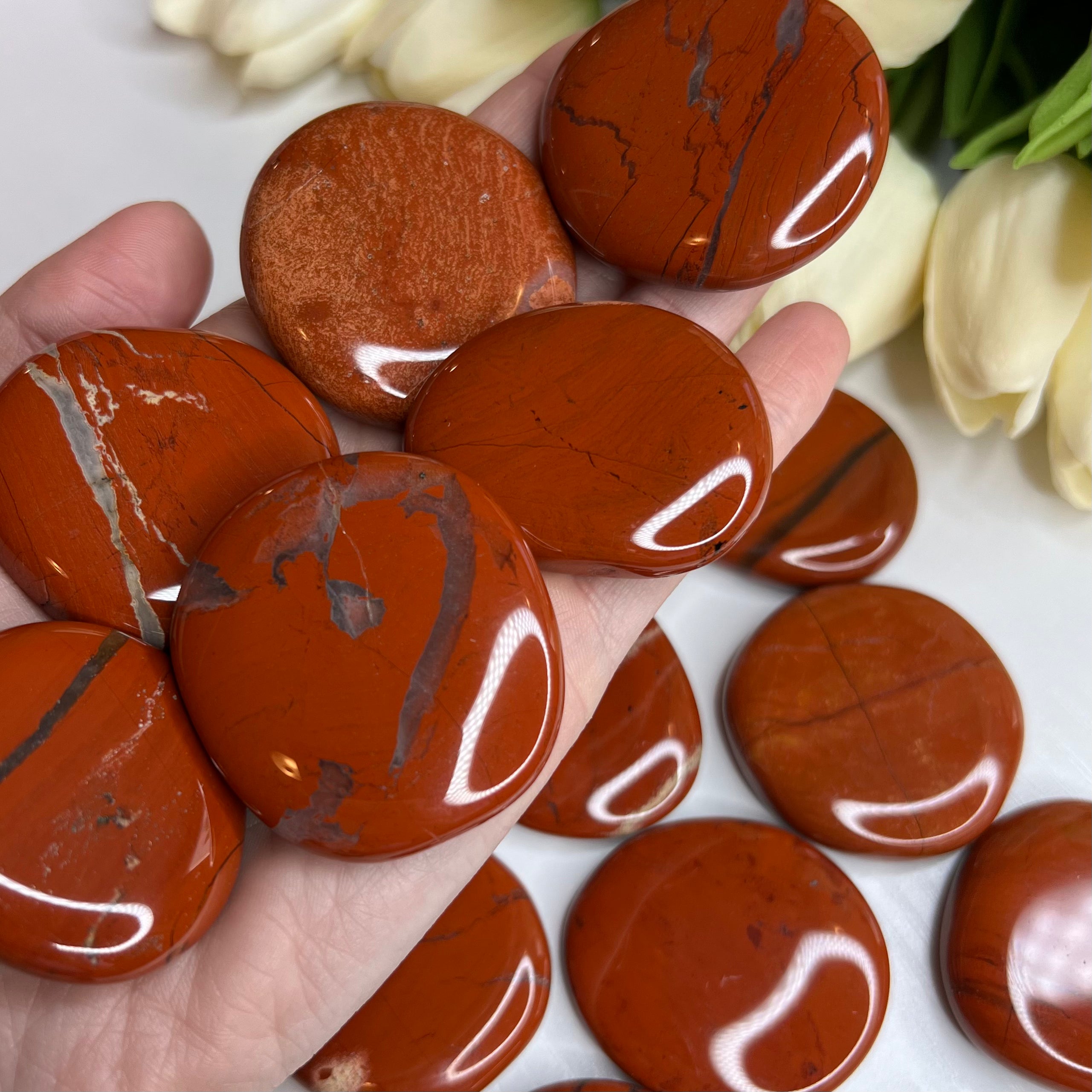 Red Jasper Flat Stone - Natural Healing Crystal for Meditation, Chakra Balancing & Home Decor | Perfect for Yoga, Reiki & Spiritual Practices