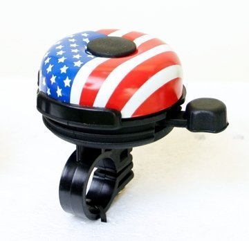 Handson Bicycle Bell No. 909J with American Flag Design - Loud & Durable Bike Horn for Road, Mountain & Kids Bicycles - Perfect for Commuting, Cycling Safety & Patriotic Riders