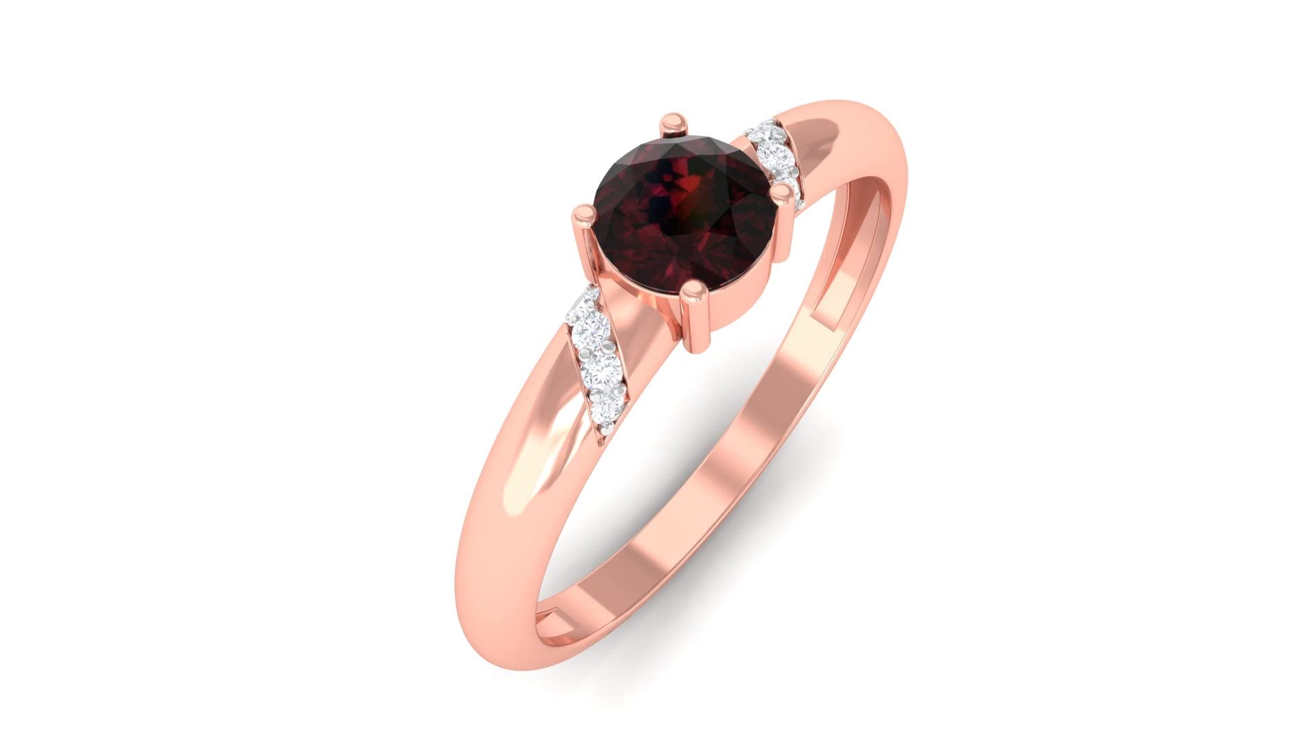 14K Solid Gold Garnet and Diamond Promise Ring - Elegant Solitaire Garnet Ring for Women, Perfect for Anniversaries, Engagements & Special Occasions