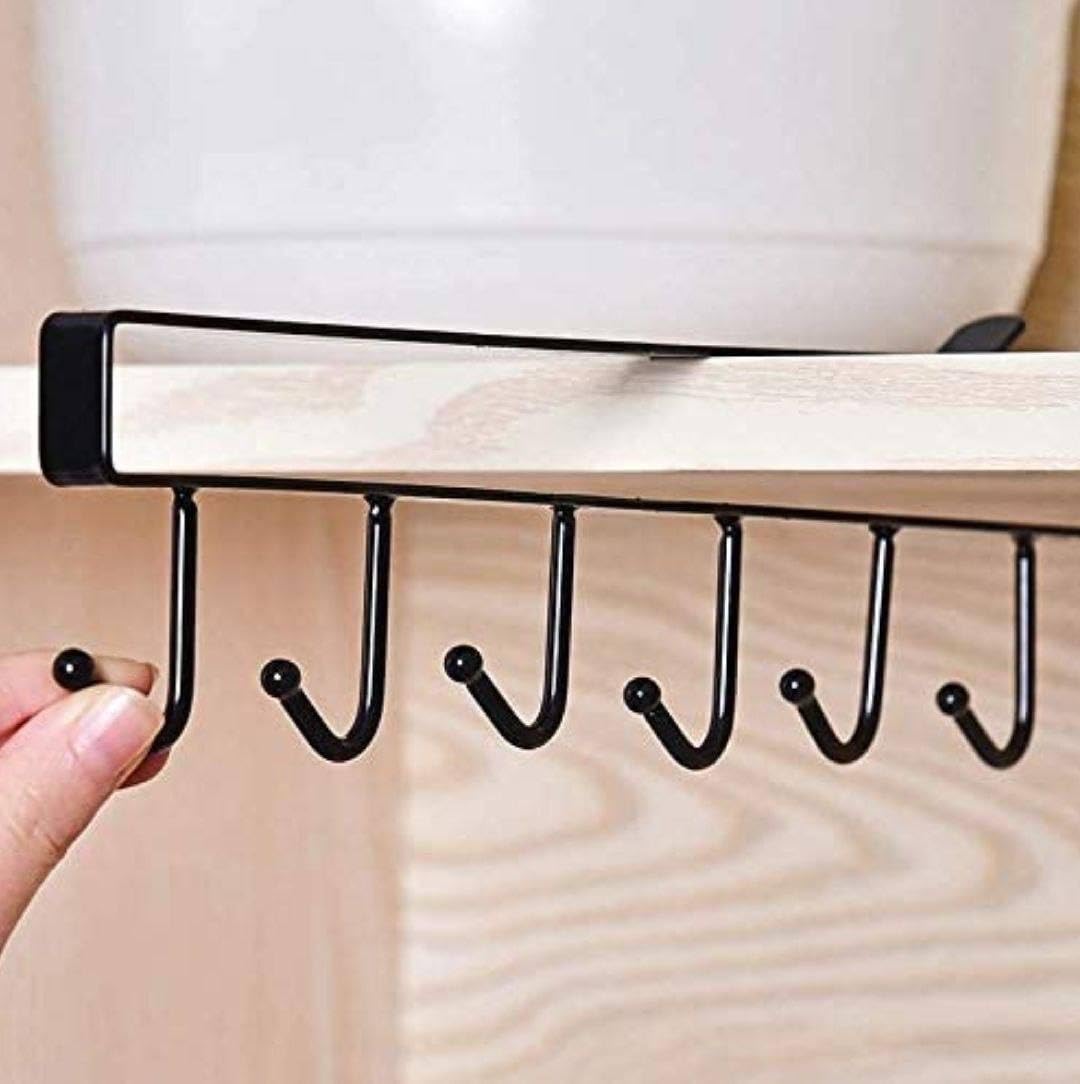 MVM Enterprise Under Shelf Organizer - Heavy Duty Cabinet Hook Hanger for Mugs, Cups, Pots & Pans - Space Saving Kitchen Storage Solution - Perfect for Small Kitchens, RVs & Dorm Rooms
