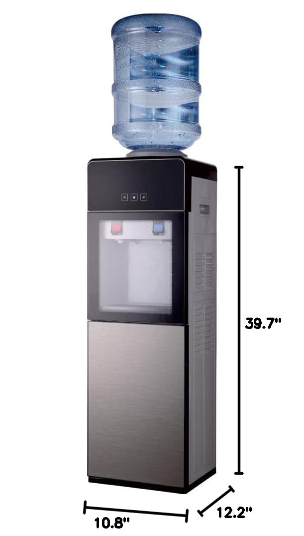 Top Loading Water Cooler Dispenser with Hot & Cold Water - 3/5 Gallon Bottle Capacity, Compressor Cooling System for Home, Kitchen, Office & Dorm | Perfect for Hydration, Coffee & Tea Making