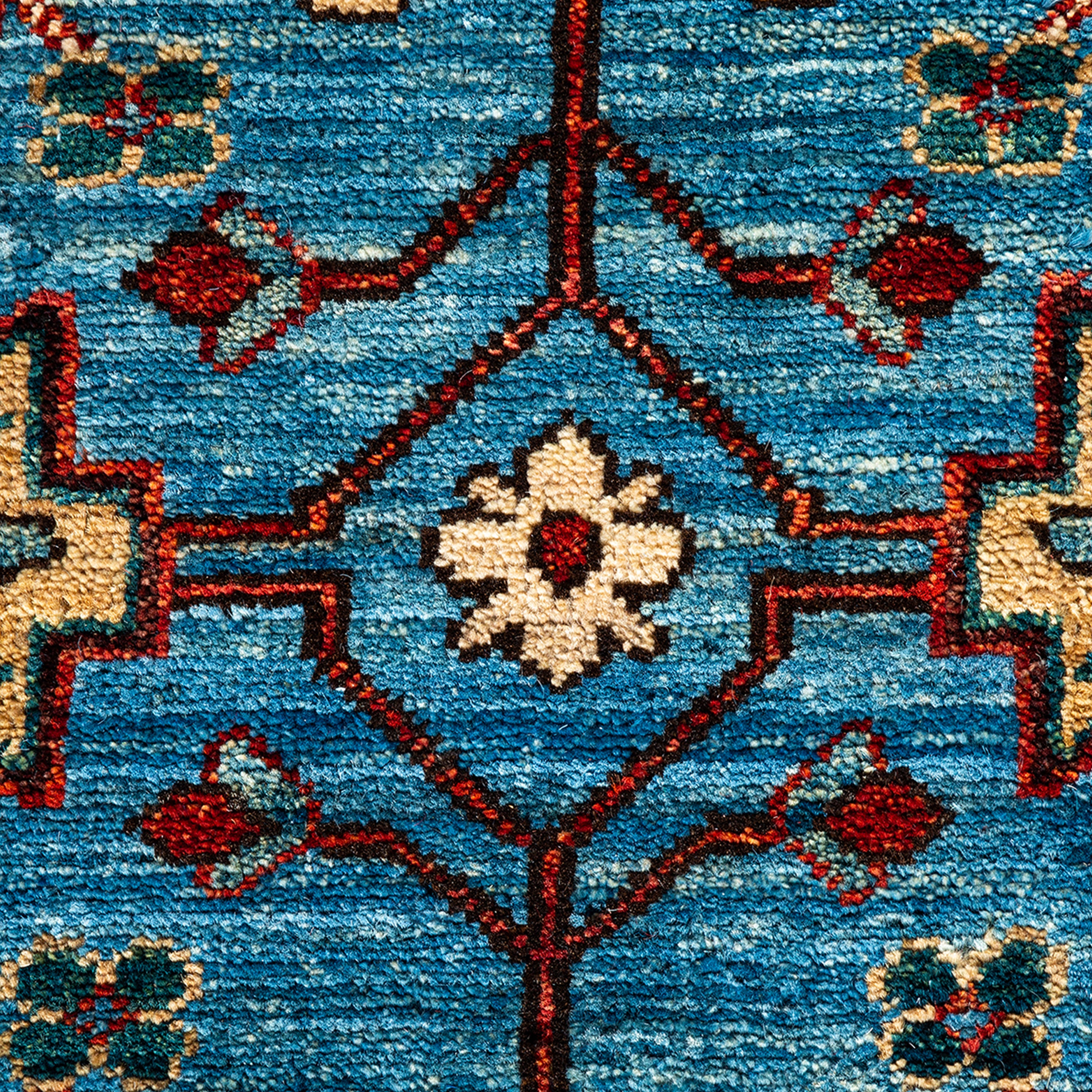 Handmade Blue Traditional Serapi Wool Rug 6'2