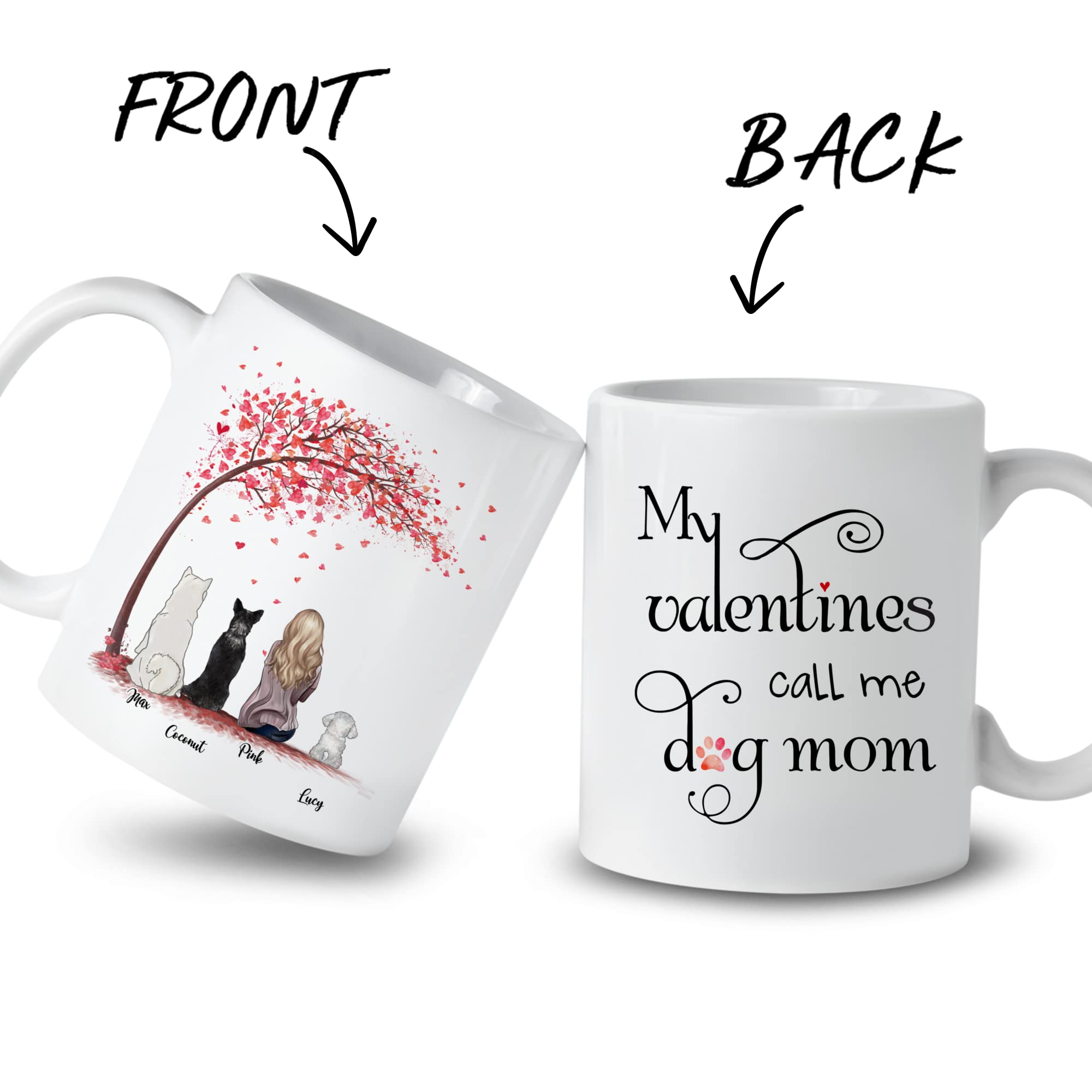 Custom Dog Lover Mug - Personalized Pet Coffee Cup for Dog Moms & Owners - Valentine's Gift, Memorial Keepsake (3 Dogs Design) - Perfect for Coffee, Tea & Gifting
