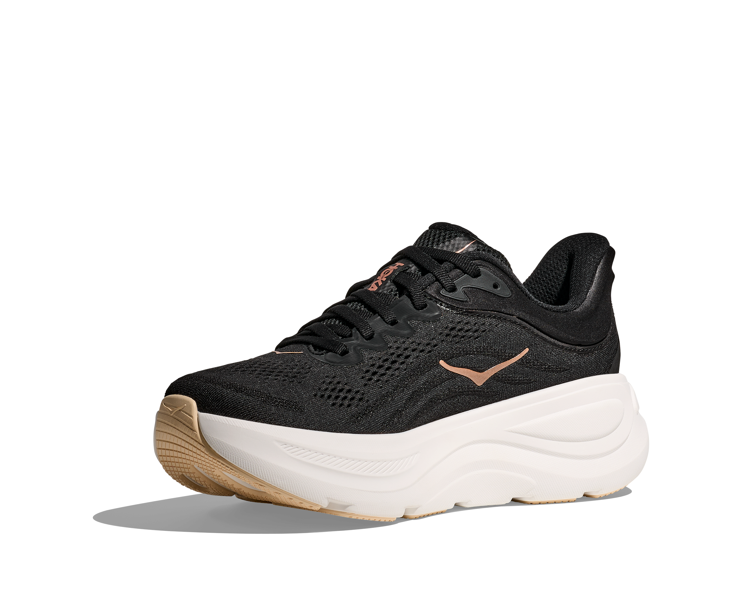 Hoka Women's Bondi 9 Running Shoes - Breathable BRGL Black/Rose Gold for Road Running, Walking & Comfortable All-Day Wear