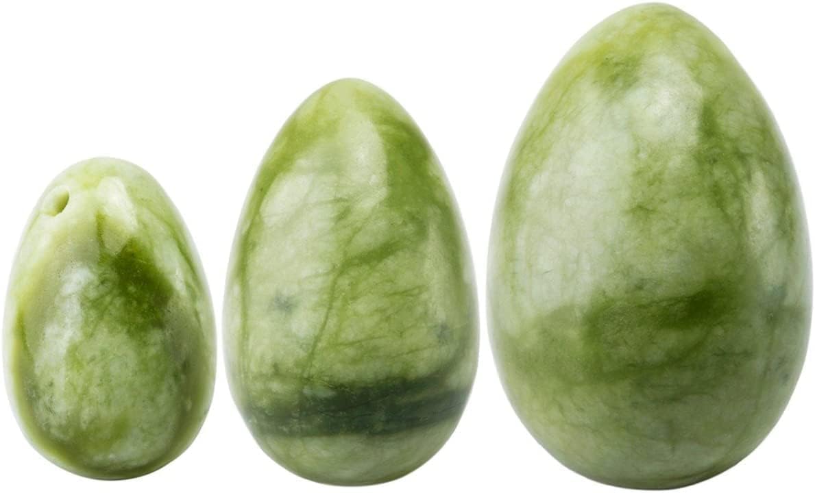 3-Piece Premium YONI Green Jade Egg Set – Authentic Jade Massage Balls for Women's Pelvic Floor Exercise, Muscle Training & Relaxation | Crystal Therapy Stones for Vaginal Wellness, Stress Relief & Holistic Healing – Perfect for Yoga, Meditation & Self-Care Routines