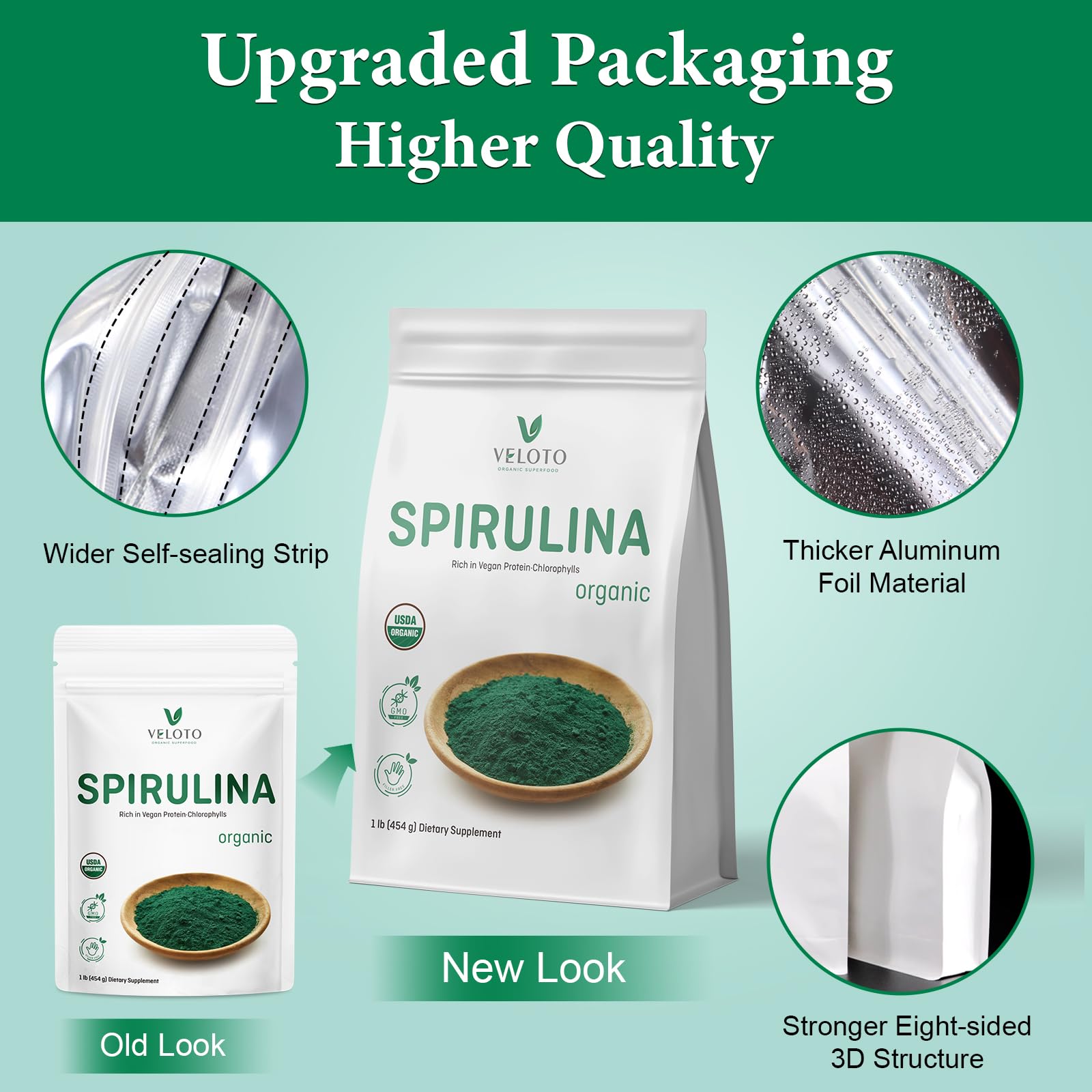 Organic Spirulina Powder Superfood - 1 Pound (16 Ounce) | Vegan Protein, Antioxidants & Vitamins Supplement for Immune Support | Non-GMO, Gluten-Free | Smoothies, Detox Drinks & Health Boosters