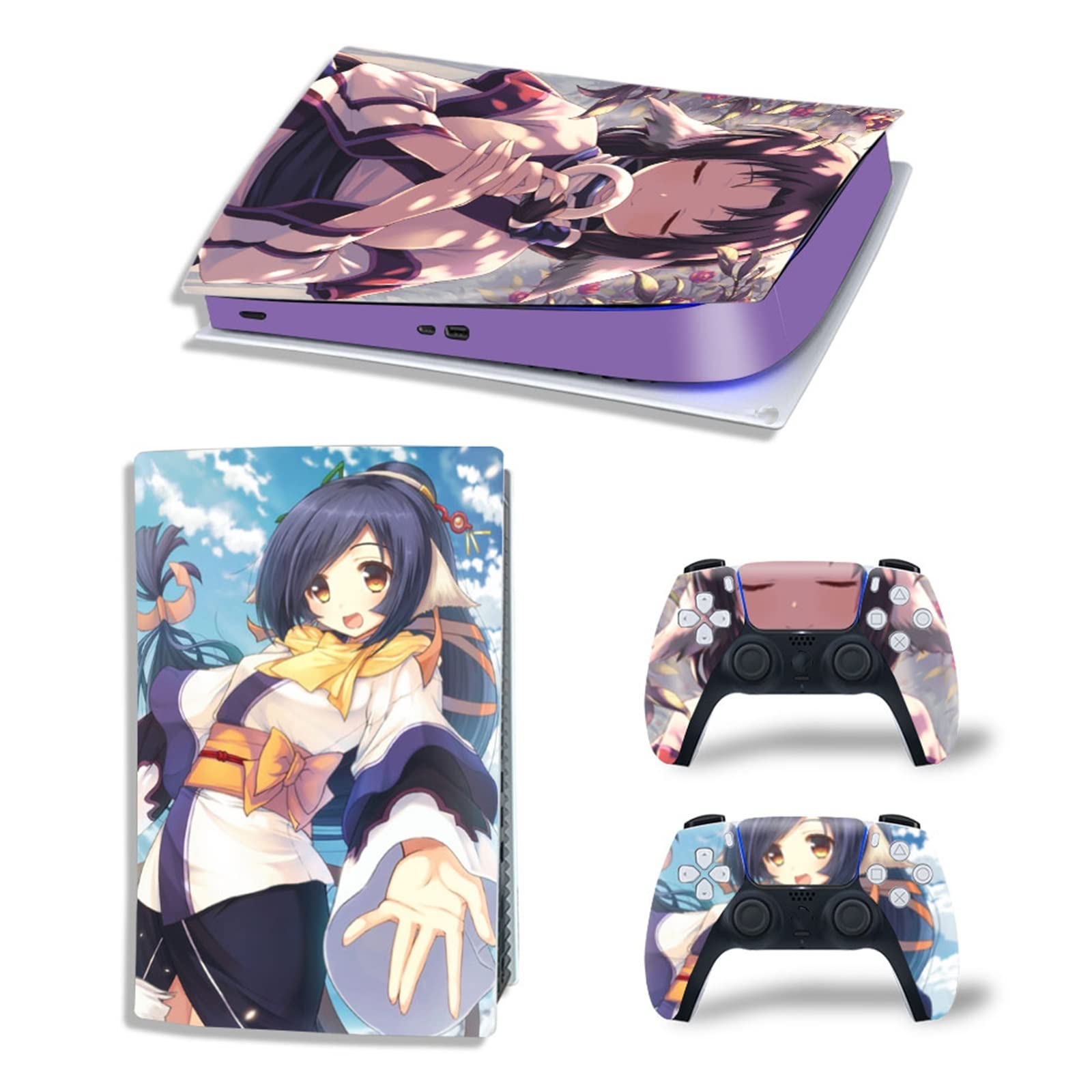 Anime Console Skin Decal for PS5 Digital Edition - Scratch-Resistant Vinyl Protection Cover for 2 Controllers - Bubble-Free, Anti-Scratch (37485) - Perfect for Gaming Enthusiasts & Anime Fans