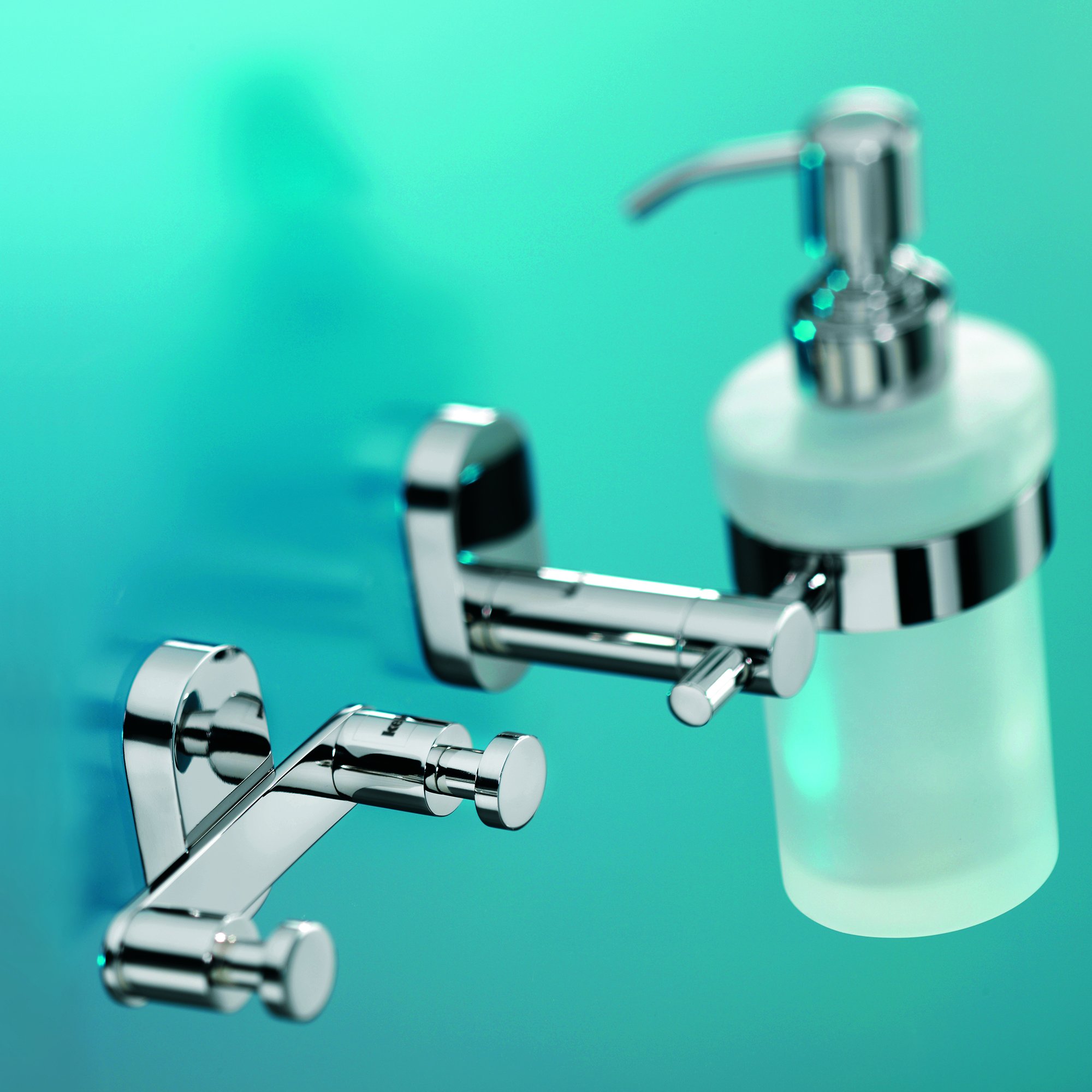Premium Lucido Bathroom Set - Stainless Steel & Glass Shower Caddy, Soap Dispenser, Toothbrush Holder - Rustproof & Elegant for Modern Bathroom Organization - Perfect for Showers, Vanities & Spa-Like Bathrooms