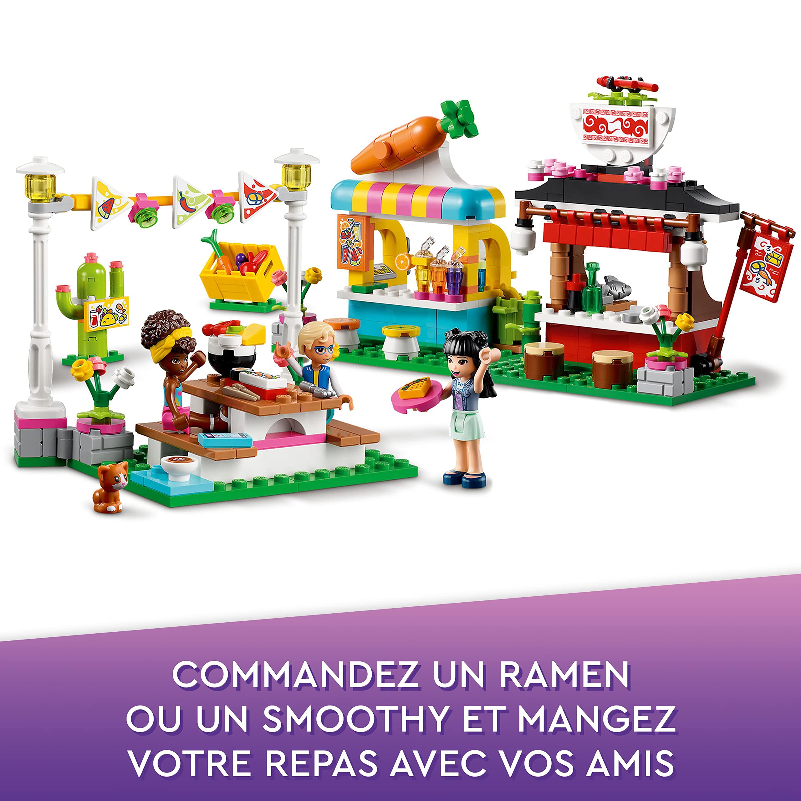 LEGO 41701 Friends Street Food Market Building Toy Set with Taco Truck, Juice Bar, Mini Dolls - Creative Gift for Girls & Boys Ages 6+ - Perfect for Pretend Play, Birthday Gifts & Collectors
