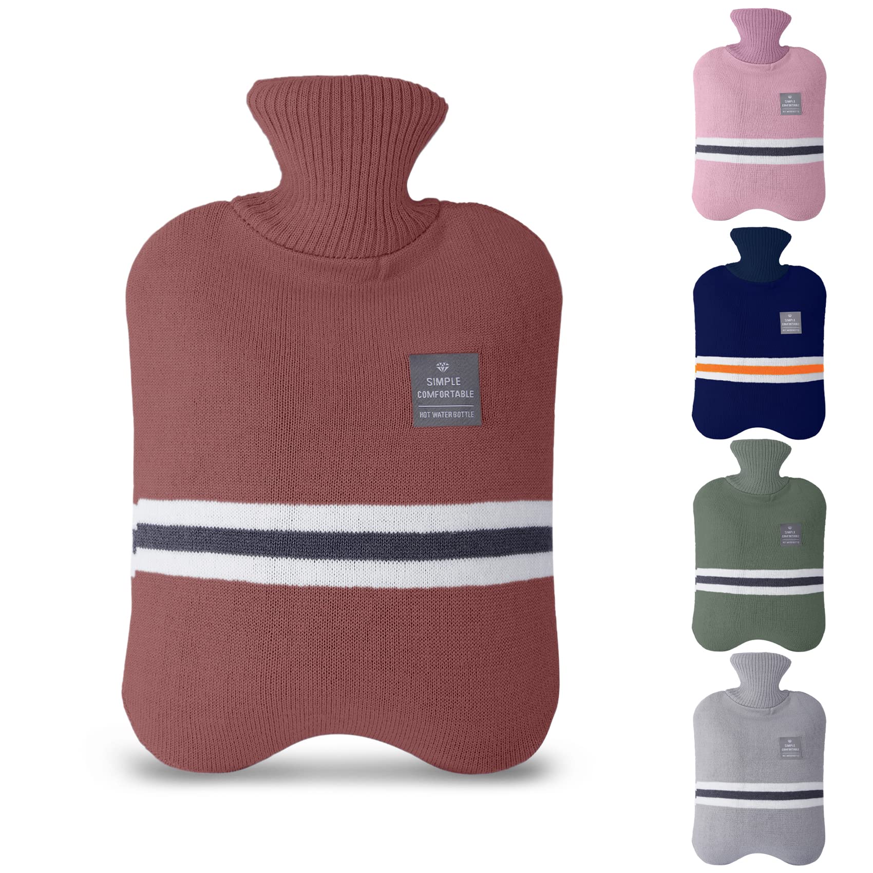 2L Knitted Cover Hot Water Bottle for Pain Relief - Cold & Hot Compress Therapy for Back, Neck & Shoulder Pain | Perfect for Winter Warmth, Menstrual Cramps & Muscle Relaxation