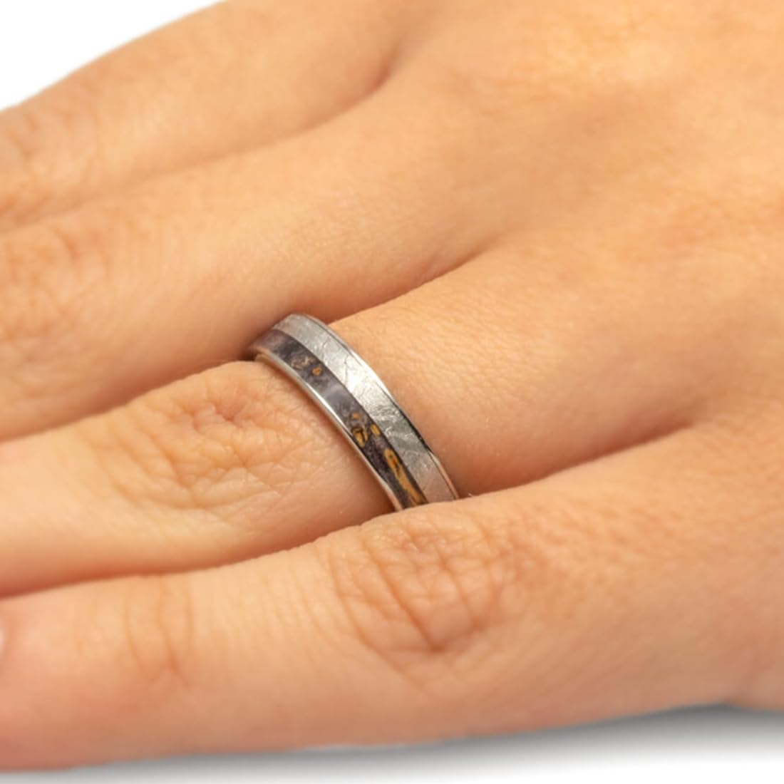 **Gibeon Meteorite & Purple Box Elder Burl Wood Titanium Wedding Ring – Comfort-Fit Size 11 – Unisex Men’s Jewelry for Engagements, Anniversaries & Unique Gifts**