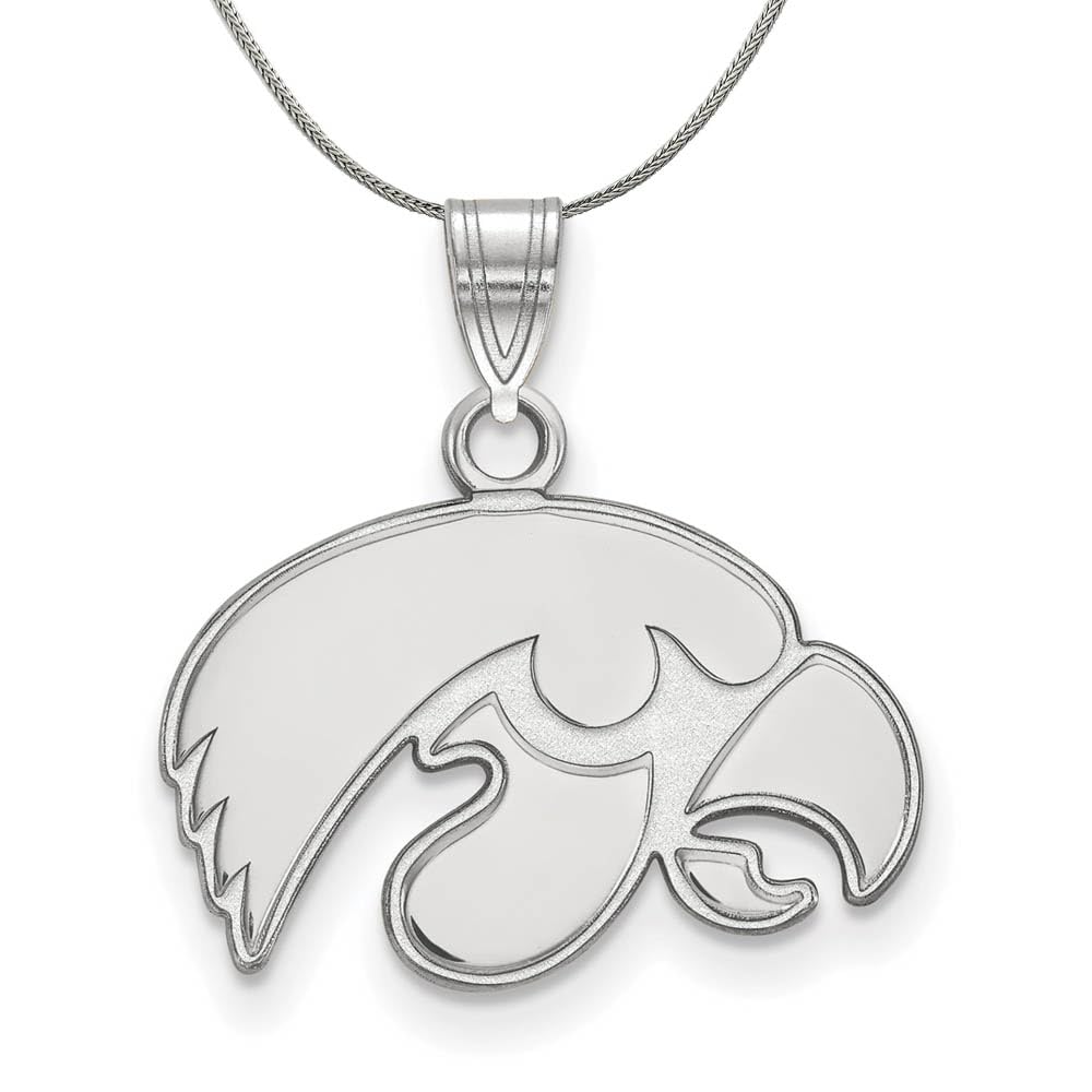 University of Iowa Black Bow Sterling Silver Small Pendant Necklace - Perfect for Alumni Gifts, Graduation Jewelry & Hawkeye Fan Accessories