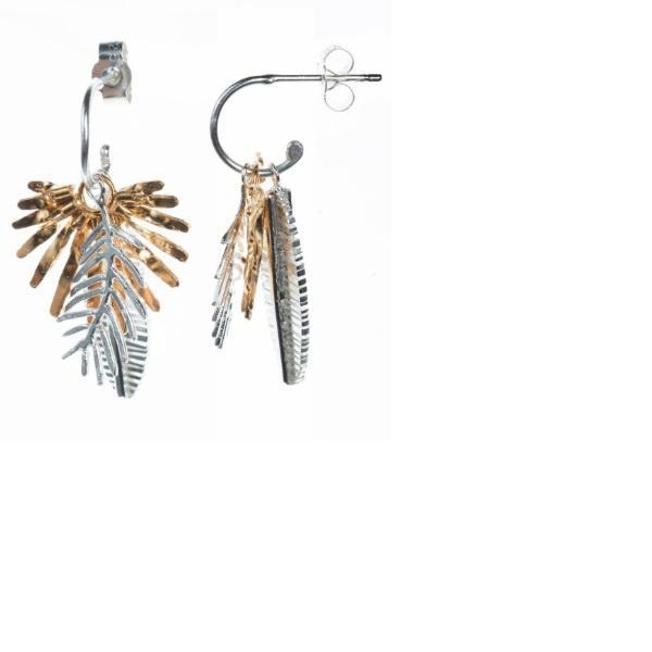 Amanda Coleman 925 Sterling Silver Gold Plated Triple Palm Leaf Hoop Earrings for Women - Elegant Boho Jewelry for Parties, Weddings & Everyday Wear