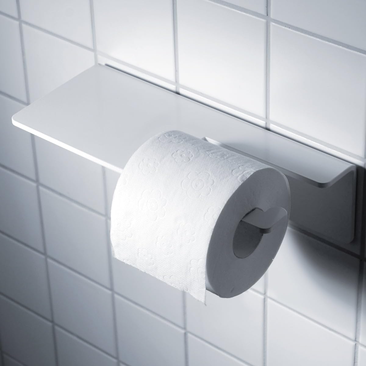 Puro Modern Toilet Paper Holder - Black Bathroom Tissue Roll Stand for Home, Office, or RV - Durable & Space-Saving Design
