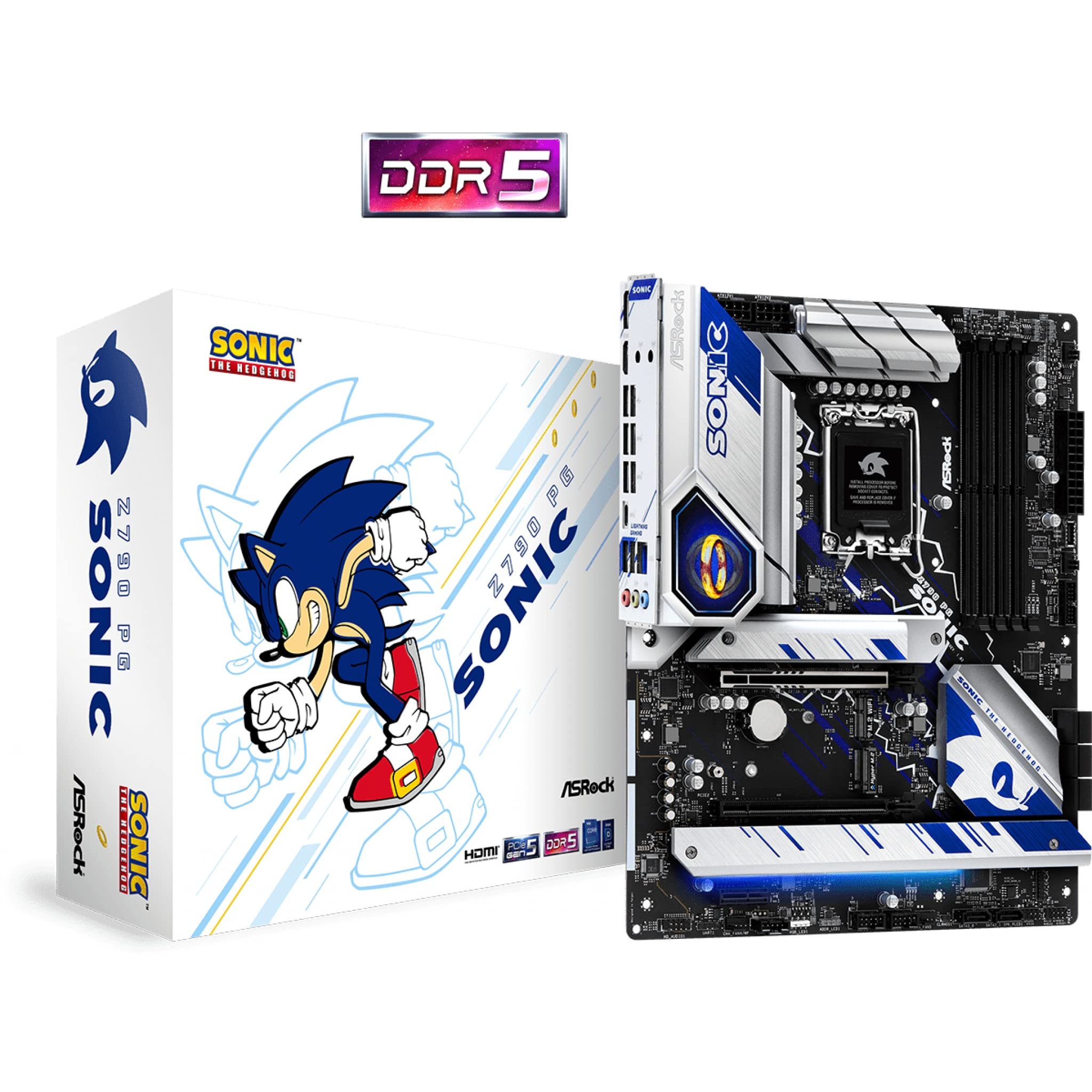 ASRock Z790 PG SONIC Gaming Motherboard - Intel Z790 LGA 1700 ATX - DDR5, HDMI, DP, 2.5G LAN, PCIe 5.0, RGB, 5x M.2 Slots - High-Performance PC Build for Gaming, Streaming & Content Creation
