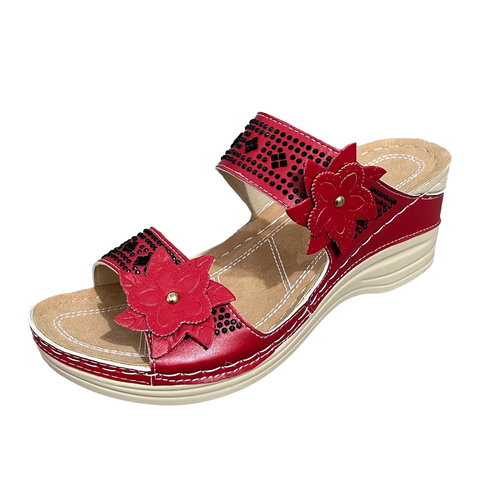 Women's Wedge Sandals with Ankle Strap & Buckle - Open Toe Platform Espadrilles - Comfortable Rubber Sole for Summer Beach, Vacation & Casual Outfits