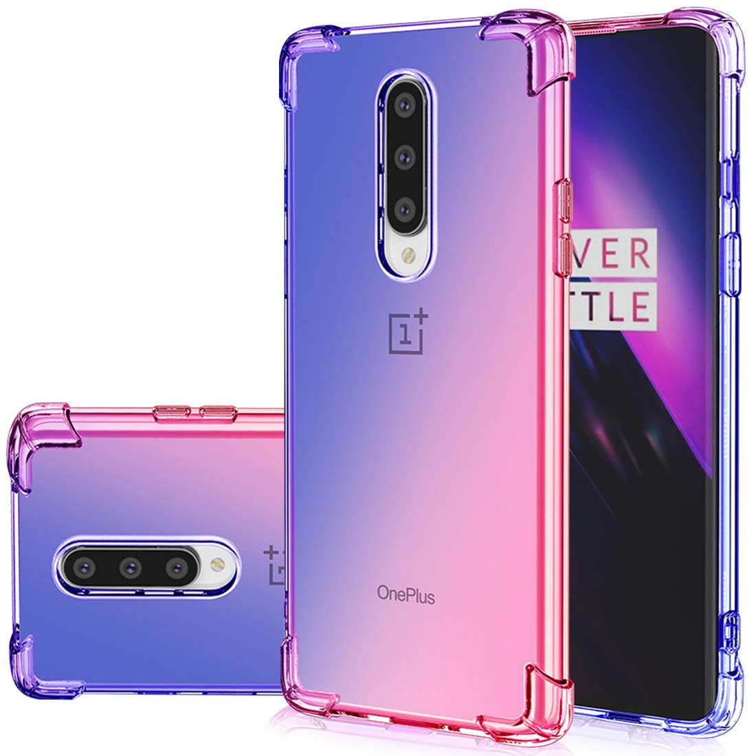 **OnePlus 8 Phone Case - Gradient Slim Clear TPU Shockproof Cover | Anti-Scratch & Durable Protection for OnePlus 8 (Blue/Pink) | Perfect for Everyday Use, Travel & Outdoor Activities**