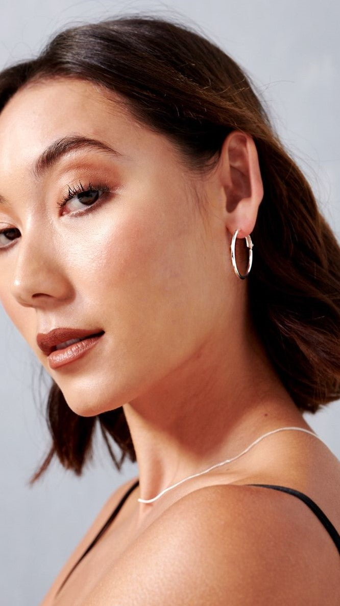 Leni Hoops Silver Earrings for Women - Trendy Hypoallergenic Hoop Earrings for Everyday Wear | Perfect for Work, Parties & Casual Outfits