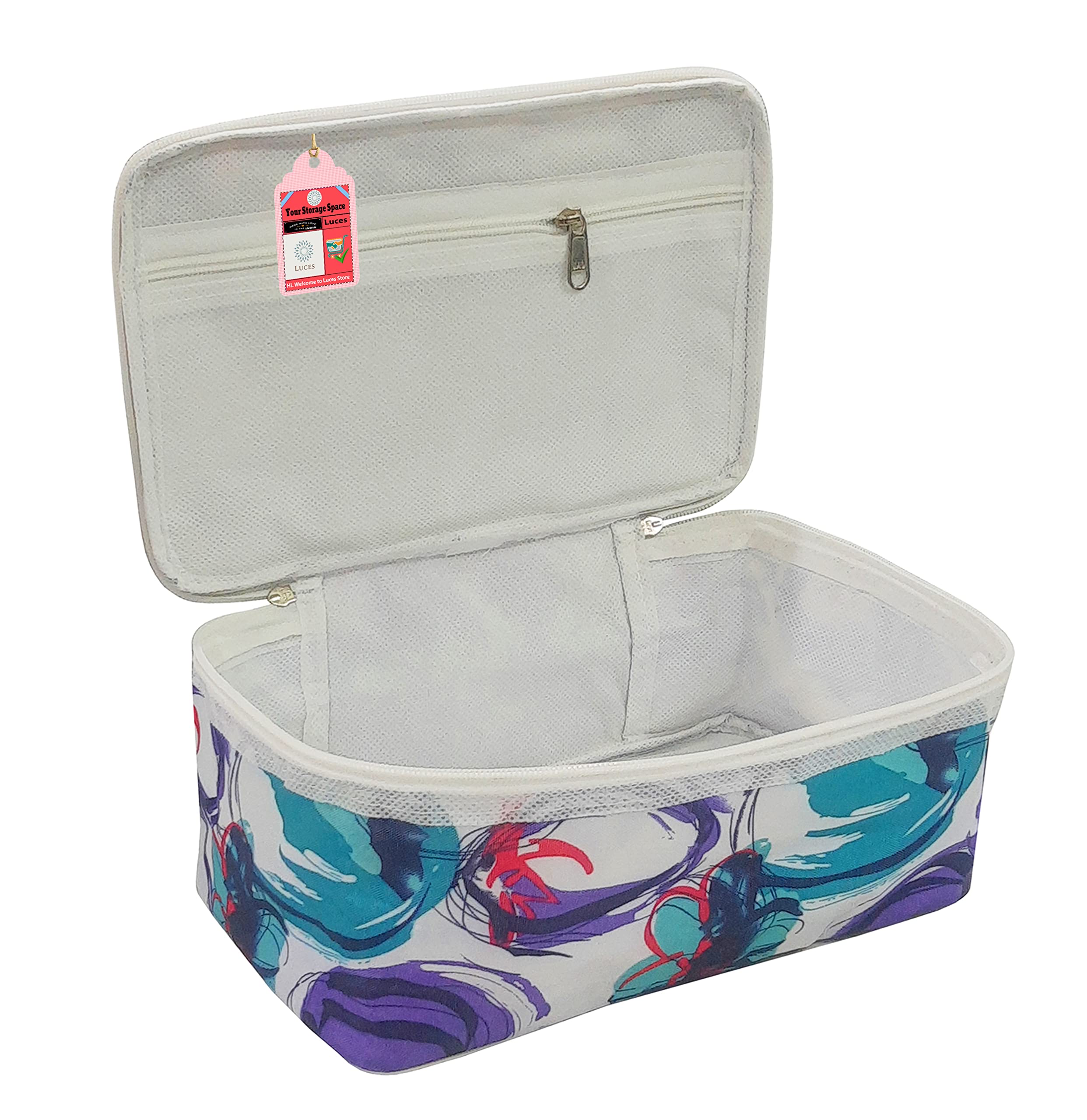 LUCES® Women's Makeup Storage Bag - Travel Cosmetic Organizer with Zipper Pouch for Toiletries, Jewelry & Accessories | Portable Vanity Case for Artists, Home & Wardrobe Organization (Multicolor, Pack of 1)