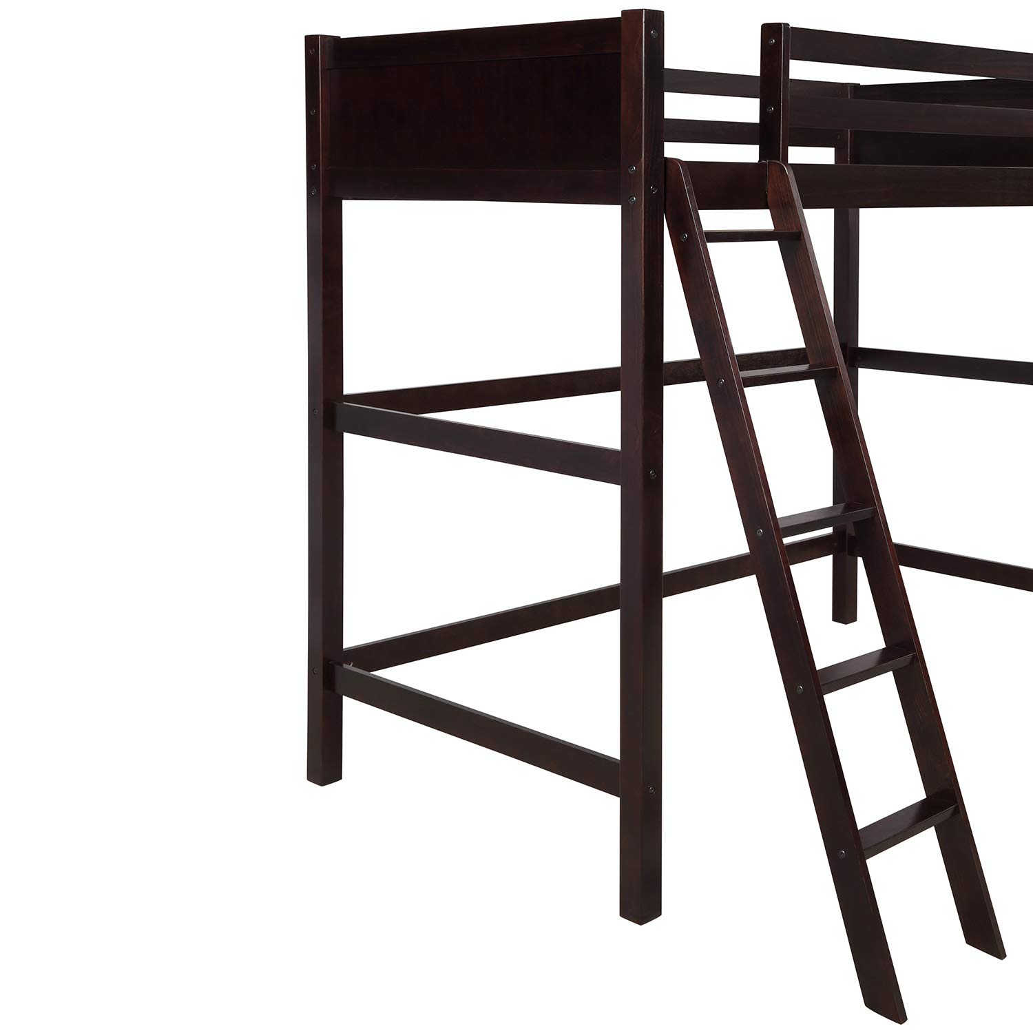 Harper & Bright Designs Twin Size Wooden Loft Bed with Ladder - Sturdy Bed Frame for Kids, Teens & Adults in Espresso Finish | Perfect for Small Rooms, Dormitories & Space-Saving Bedroom Solutions