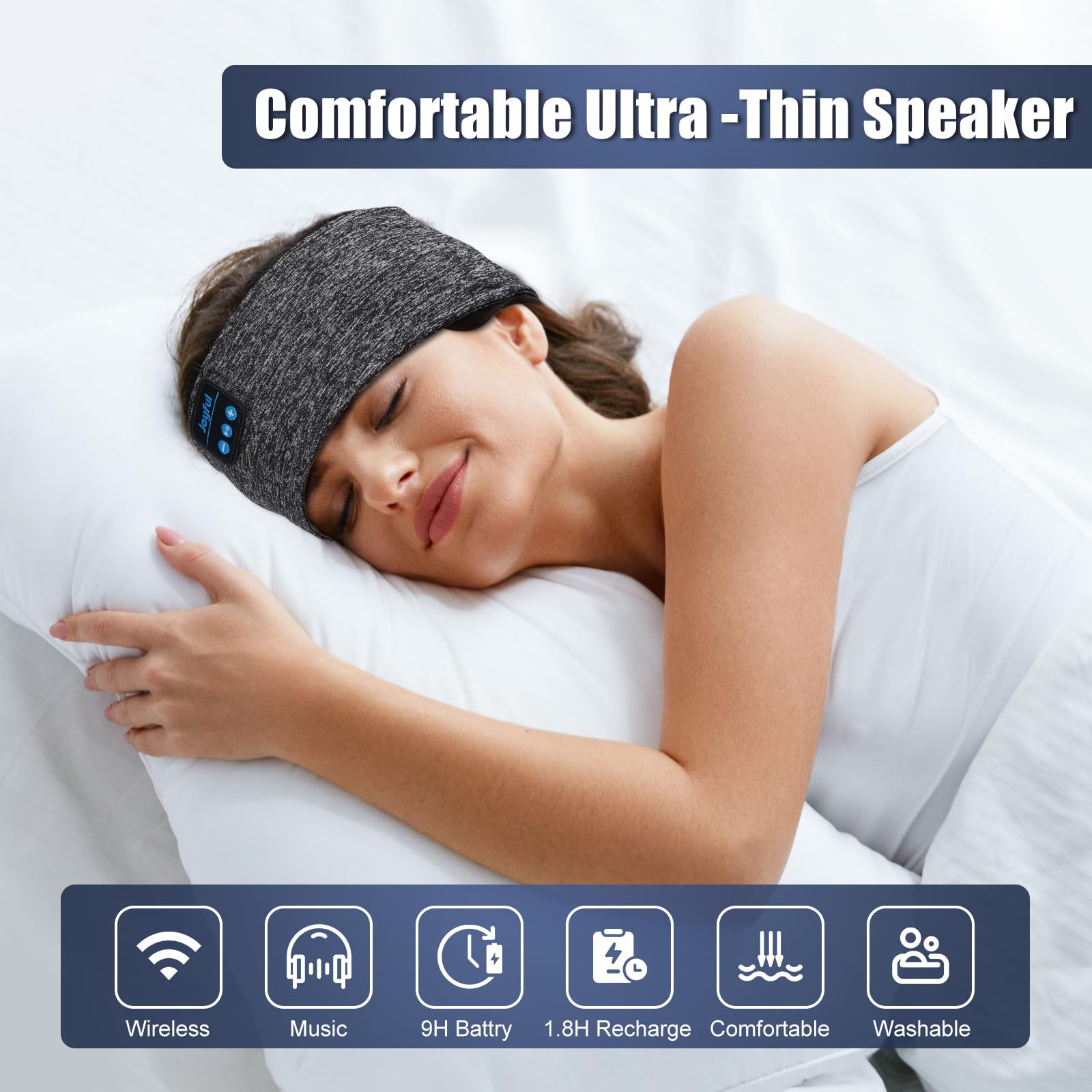 Bluetooth 5.3 Sleeping Headphones & Sleep Mask - Wireless Sports Headband with HD Stereo Speakers, Sweatproof Earbuds for Sleeping, Running, Yoga, Workout - Perfect for Insomnia Relief, Travel & Cool Gadget Gifts (Ideal for Nighttime Relaxation, Gym Sessions & Long Flights)