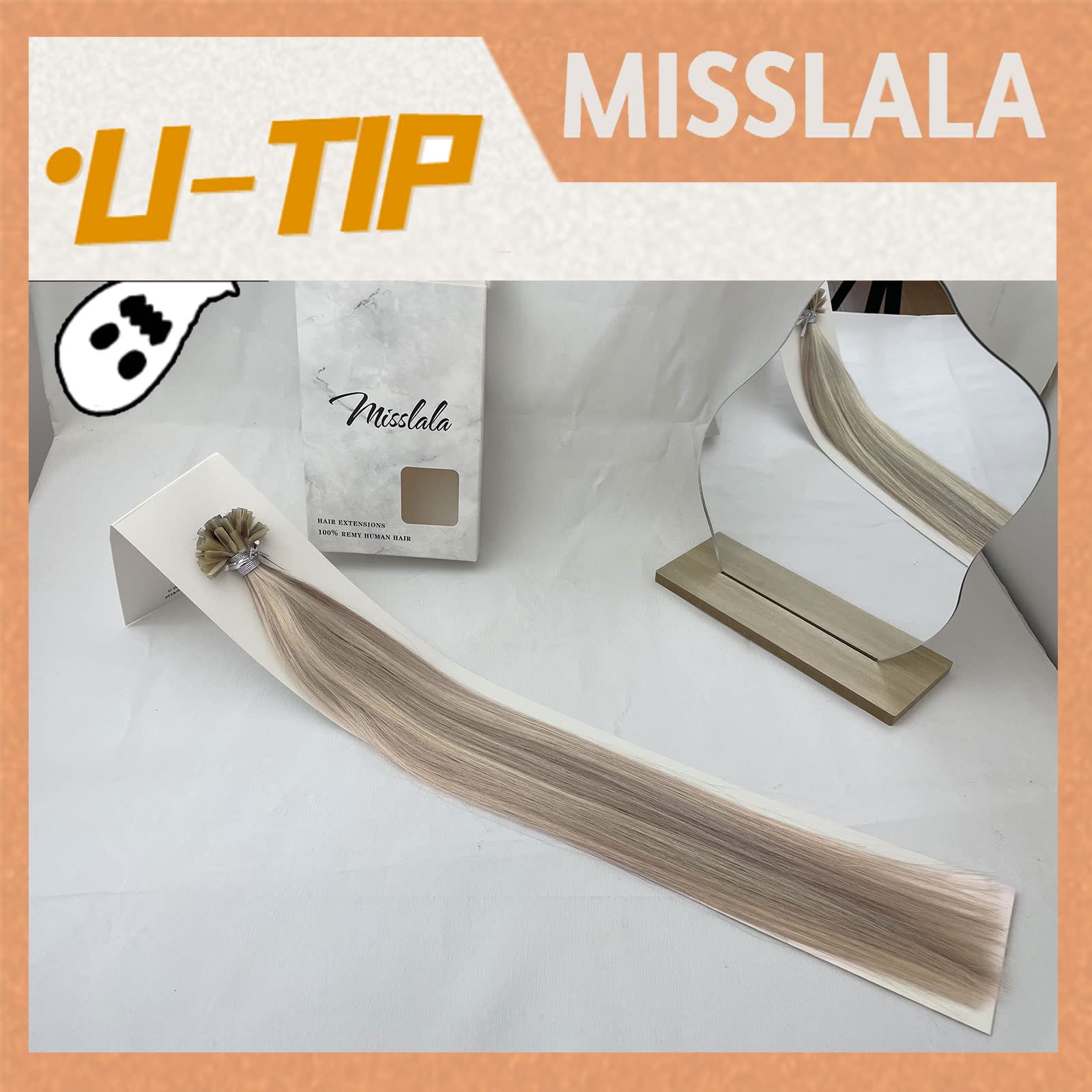 18 Inch U-Tip Hair Extensions - Pre-Bonded 100% Remy Human Hair - #18/613 Ash Blonde & Bleach Blonde Mix - Keratin Tip Fusion Extensions - 50g/50 Strands - Perfect for Daily Wear, Parties & Special Occasions