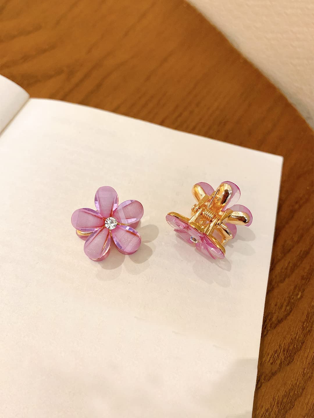 RedChimes Fashion 3-Piece Korean Style Floral Hair Clips Set - Cute Mini Hairpins for Girls & Women (Purple) | Perfect for School, Parties & Daily Styling