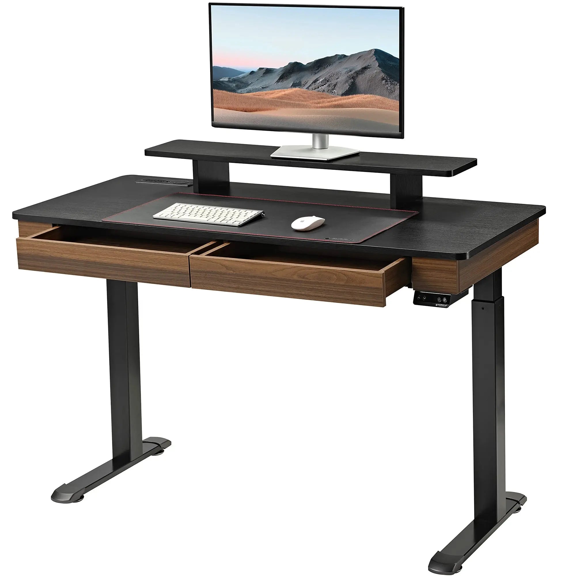 Adjustable Height Standing Desk with Wooden Drawers - 47