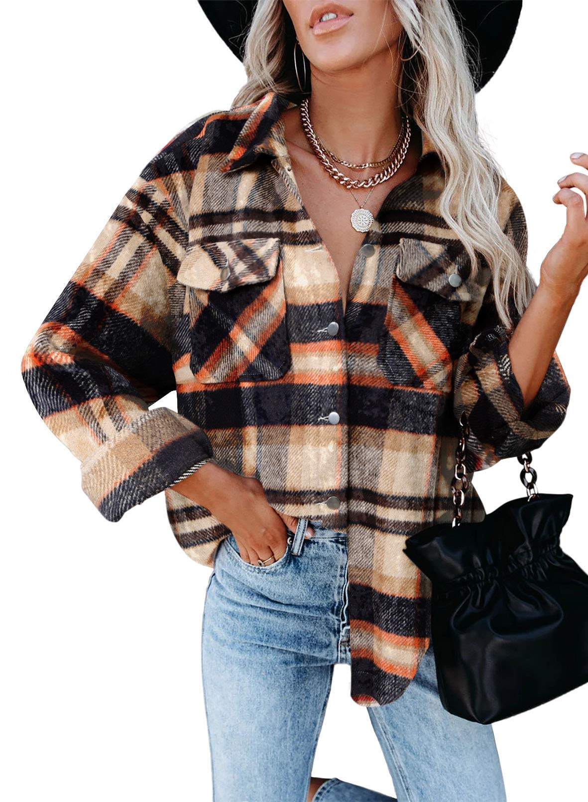 Dokotoo Women's Corduroy Button Down Shirt - Long Sleeve Oversized Boyfriend Blouse Top for Casual Wear & Layering | Fall Fashion, Work Office, Date Night Outfits