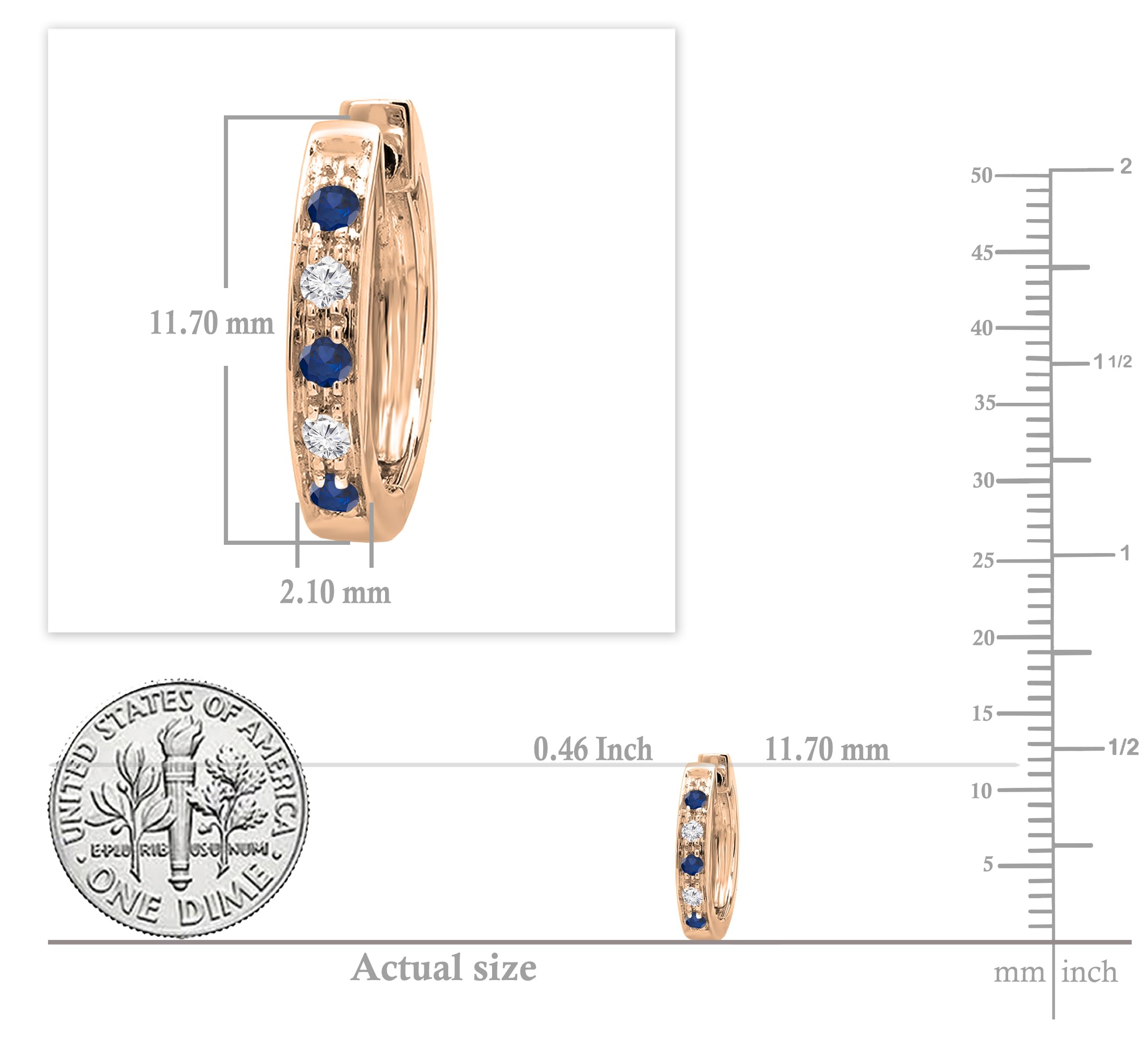 Dazzlingrock Collection Round Gemstone & White Diamond Hinged Hoop Earrings for Women - 14K Solid Gold, Elegant & Timeless Jewelry for Everyday Wear, Parties & Special Occasions