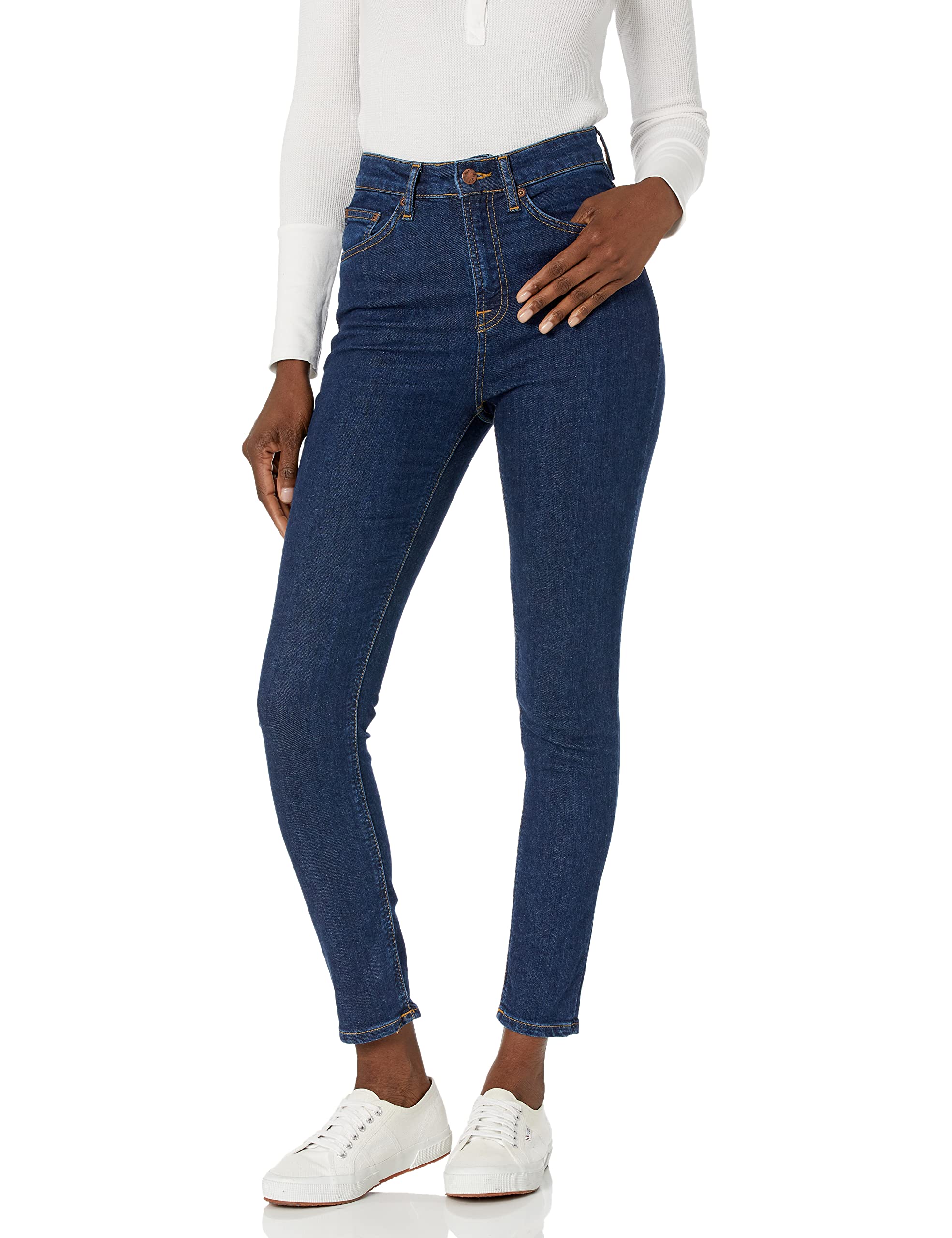 Nudie Jeans Women's High Top Tilde Blue Fantasy Jeans - Stylish Distressed Denim Pants for Casual Wear & Street Fashion