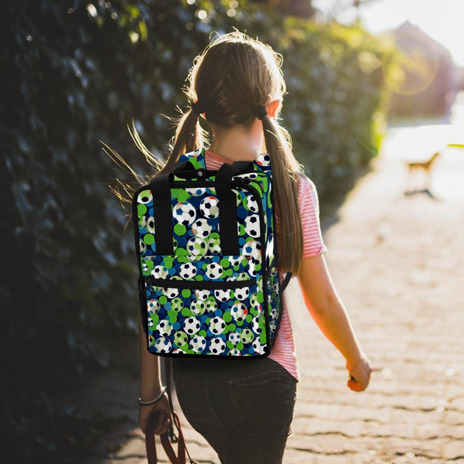 Stylish Travel Backpack for Women & Men - Durable Floral Soccer Ball Design Backpack for Work, School, Gym & Outdoor Adventures