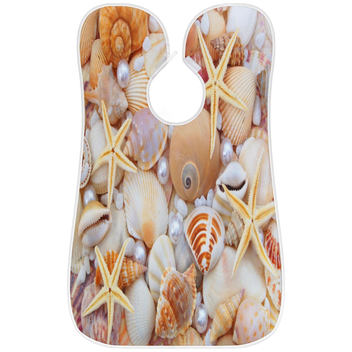 Non-Stick Beard Bib with Suction Cups - Men's Shaving Apron & Hair Catcher for Grooming - Summer Beach Seashell Pearl Design - Perfect Birthday Gift for Husband & Dad - Ideal for Home Barbershop & Travel Shaving
