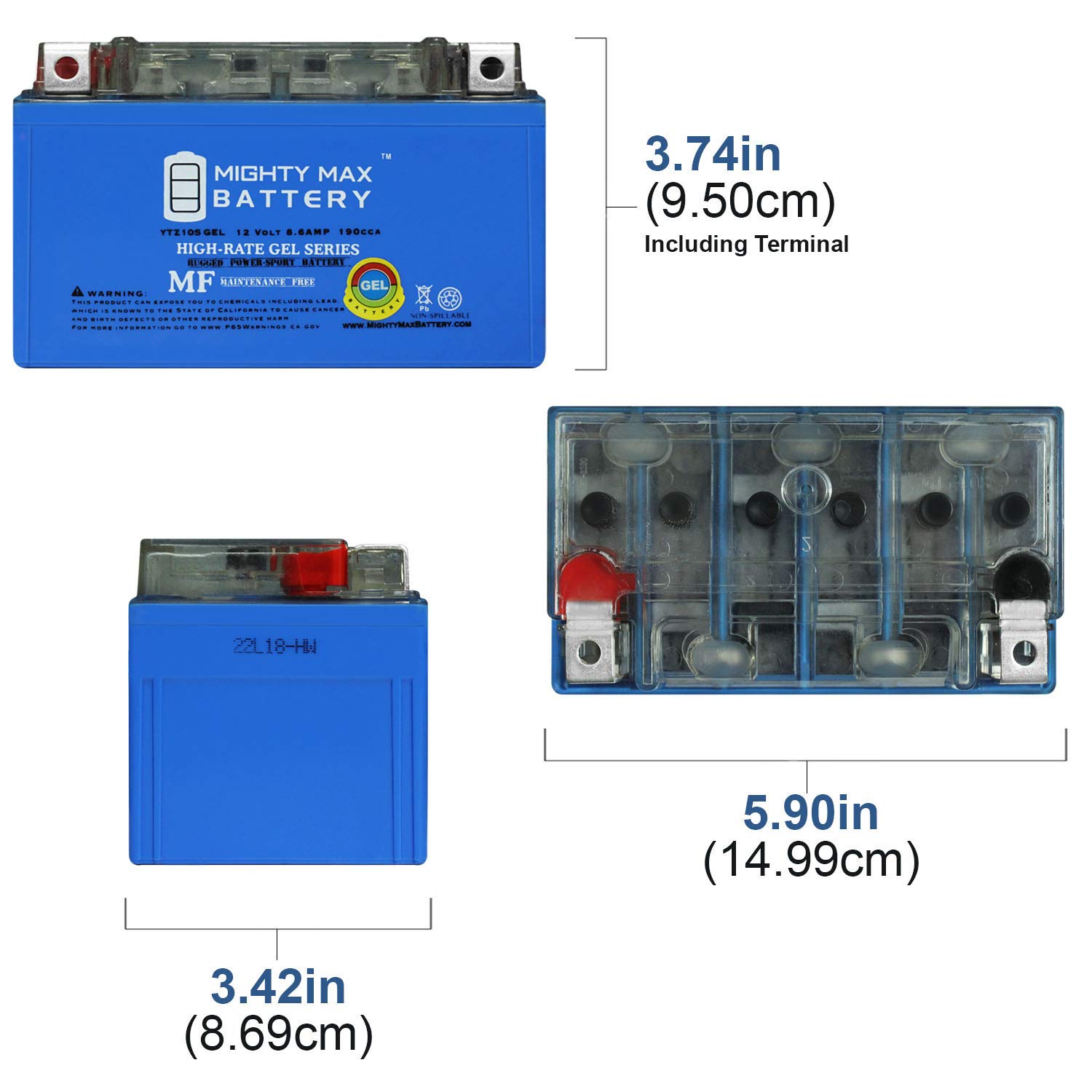 Mighty Max 12V 8.6AH 190CCA GEL Replacement Battery for Antigravity ATZ-10-RS - Perfect for Motorcycles, ATVs, and Powersports Vehicles - Long-Lasting Power Solution for Outdoor Adventures