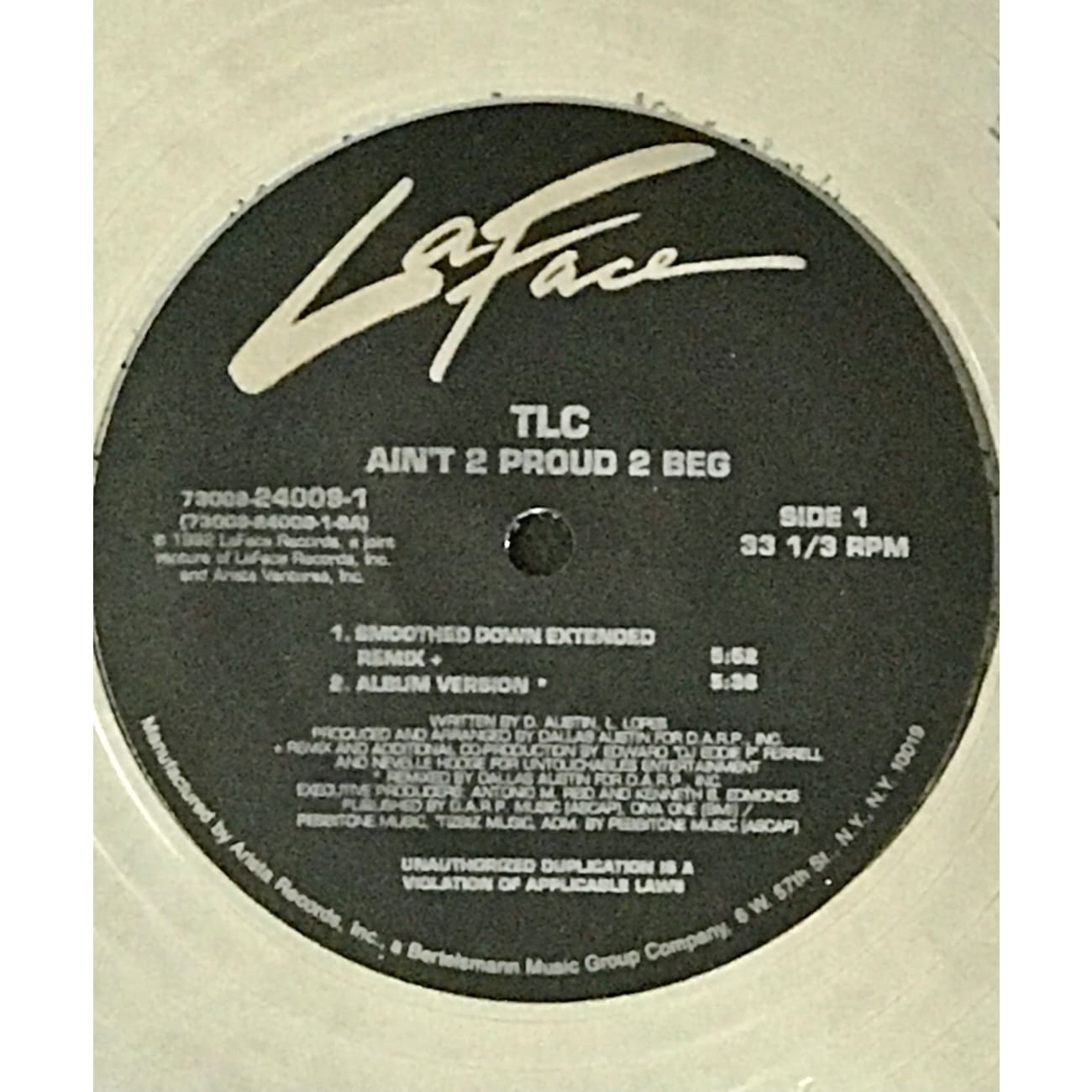 TLC Ain't Too Proud to Beg RIAA Platinum Maxi Single Award - Perfect for Music Collectors & 90s R&B Fans