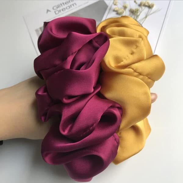3-Pack Large Satin Scrunchies for Women - Soft Elastic Hair Ties, Thick Ponytail Holders & Gentle Hair Bands (Perfect for Workouts, Office & Everyday Styling)