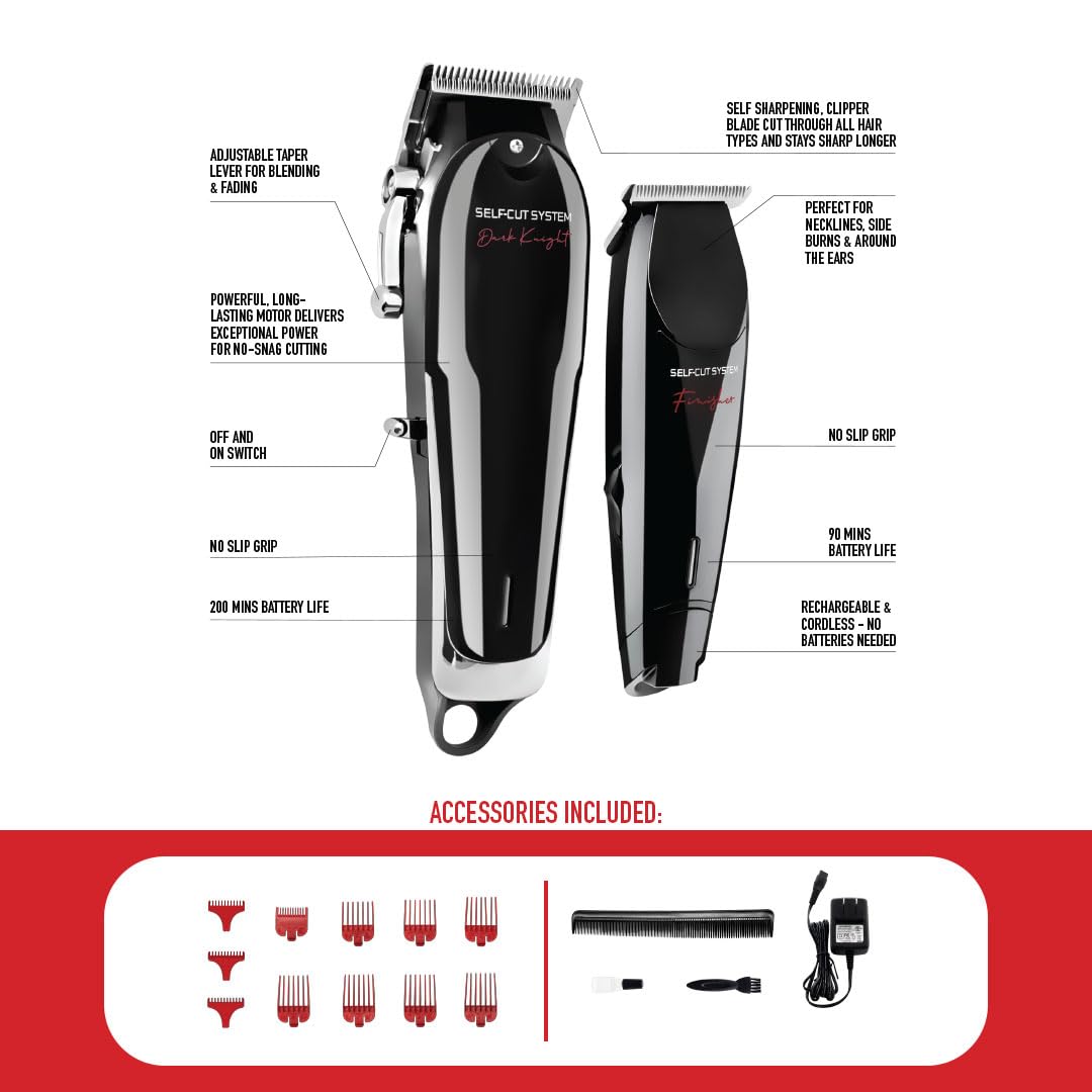 Self Cut System 4.0 Portable Hair Clipper Kit - Mini Travel Size, Retro Design for Men's Grooming | Perfect for Home, Travel & Salon Use