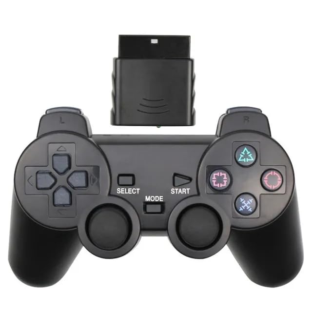 2.4G Wireless Gamepad Controller for PS2 - Black | Compatible with PlayStation 2 Console | Perfect for Gaming, Retro Play & Multiplayer Sessions