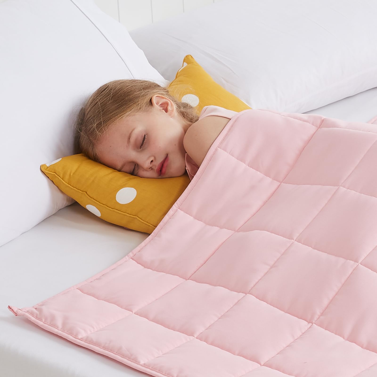 HOSUKKO 3 lbs Weighted Blanket for Adults & Kids - Pink Cooling Heavy Blanket 36